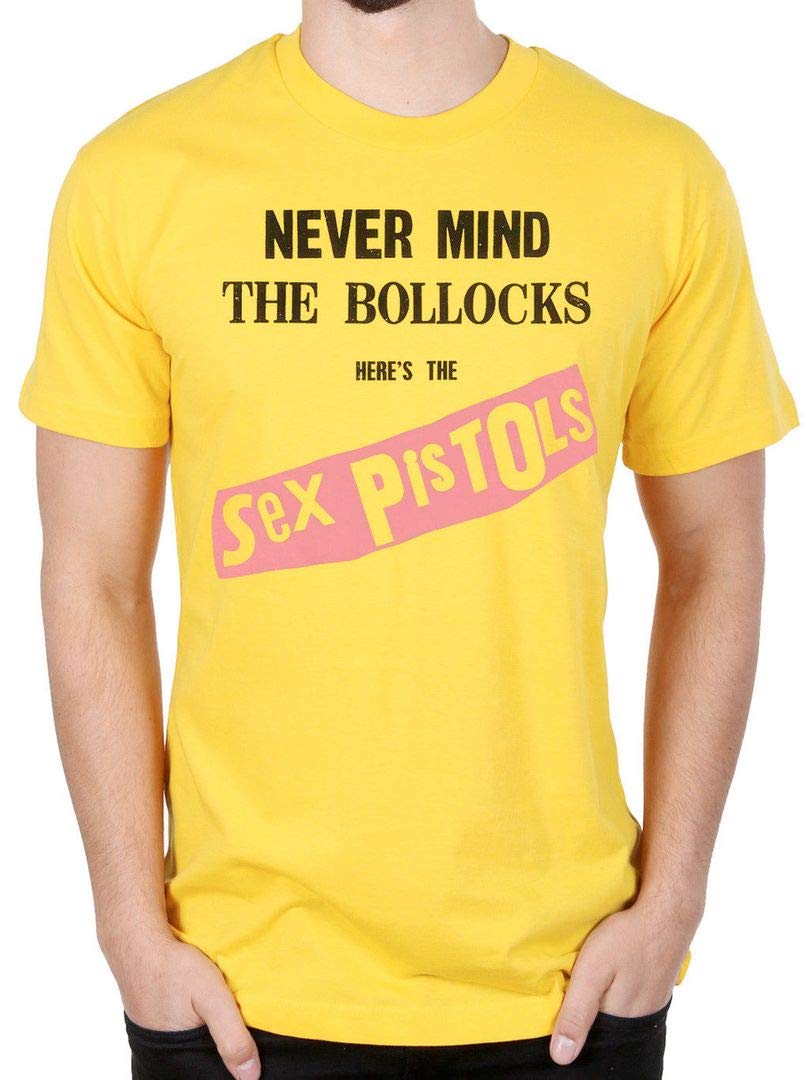 Official Sex Pistols Never Mind The Bollocks Album Vintage T-Shirt - Yellow Punk Rock Band Tee for Concerts & Music Festivals