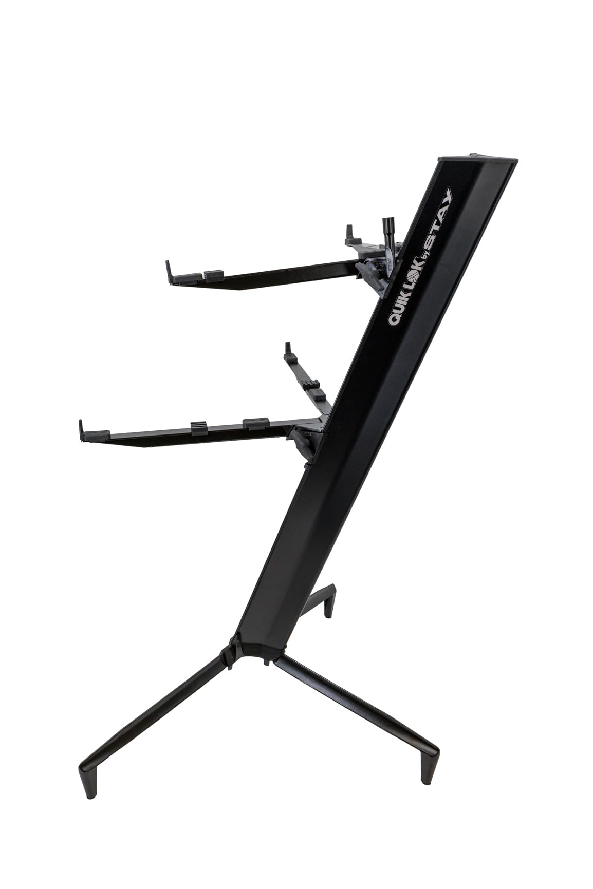 QUIK LOK 2-Tier Keyboard Stand (STAY-TOWER-02-BLK) - Heavy Duty Adjustable Music Stand for Piano, Synthesizer & Digital Keyboard - Perfect for Home Studios & Live Performances