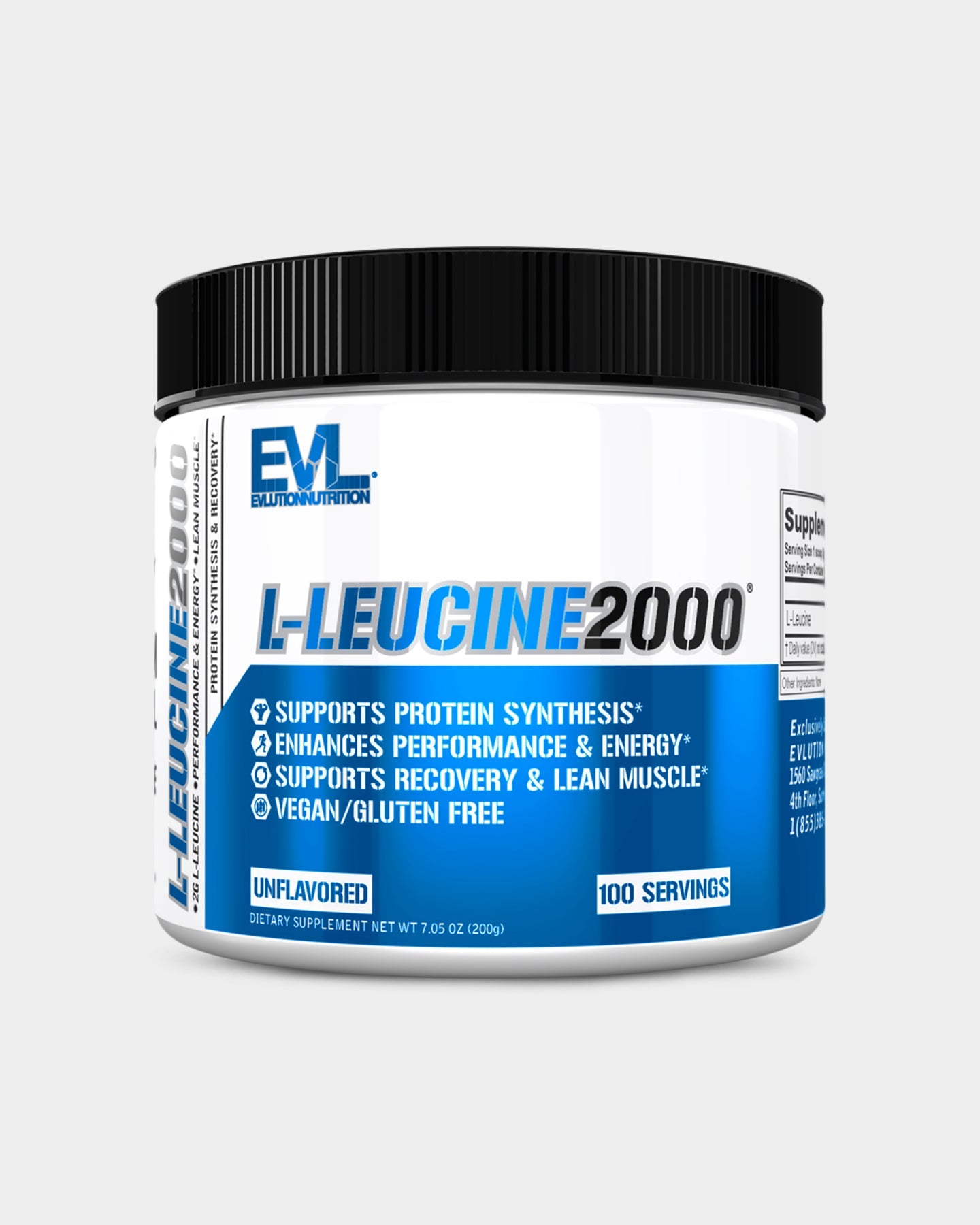 EVLUTION NUTRITION L-Leucine 2000mg - Pure Amino Acid Powder for Muscle Recovery & Growth - Post-Workout Supplement for Athletes & Bodybuilders - Unflavored & Easy to Mix