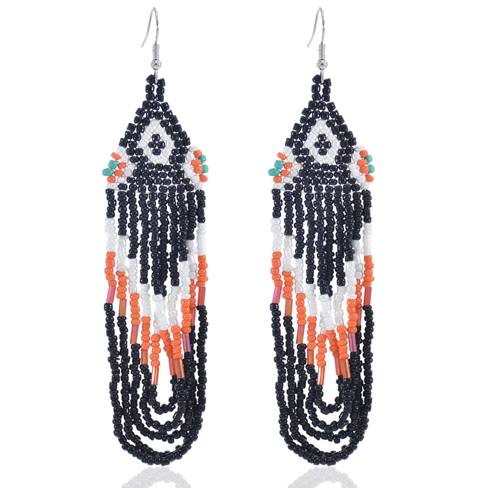 Handmade Bohemian Beaded Tassel Earrings for Women - Native Seed Bead Fringe Dangle Statement Jewelry | Perfect for Festivals, Parties and Boho Fashion Accessories
