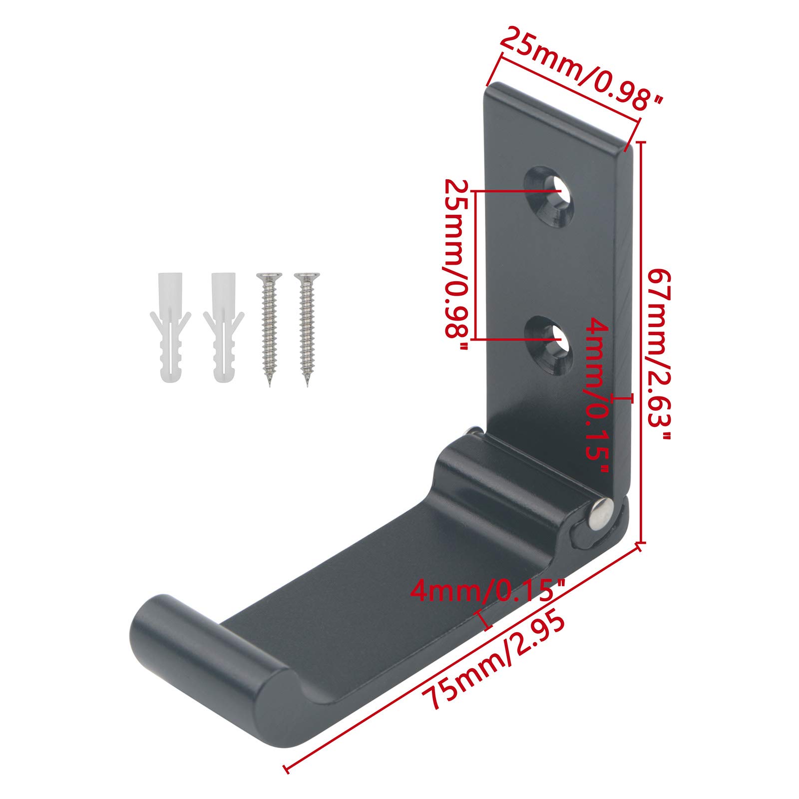 Foldable Wall Mount Hooks - 10 Pack Black Collapsible Coat Hangers for Jackets, Hats, Bags, Towels & Headphones - Space Saving Closet & Entryway Organizer for Home, Office & Dorm Room