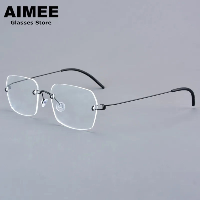 Aimee Women's Rimless Square Screwless Titanium Eyeglasses 92539 - Lightweight Comfortable Glasses for Work, Reading & Everyday Use