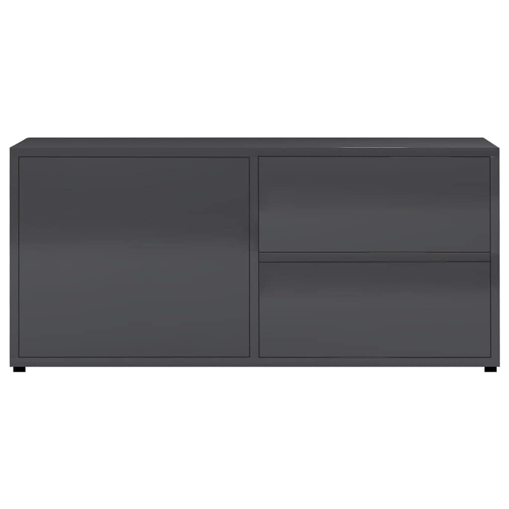 Estink TV Stand - High Gloss Grey Chipboard Media Console with 2 Drawers for Living Room & Bedroom | Perfect for Flat Screen TVs, Gaming Consoles & Home Entertainment Storage