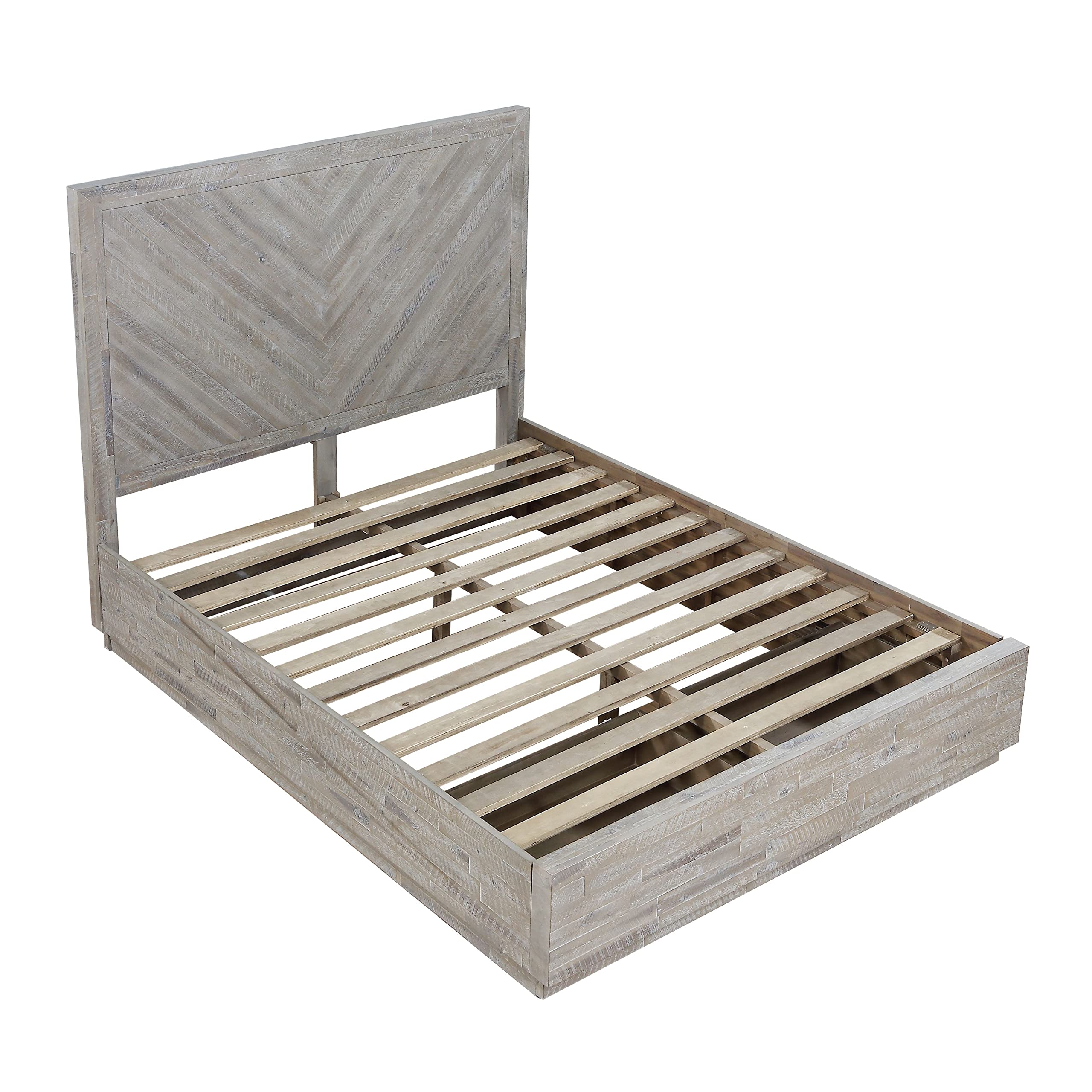 Modus Furniture Solid Wood California King Bed - Rustic Latte Finish, Alexandra Collection | Perfect for Master Bedrooms, Guest Rooms & Rustic Home Decor