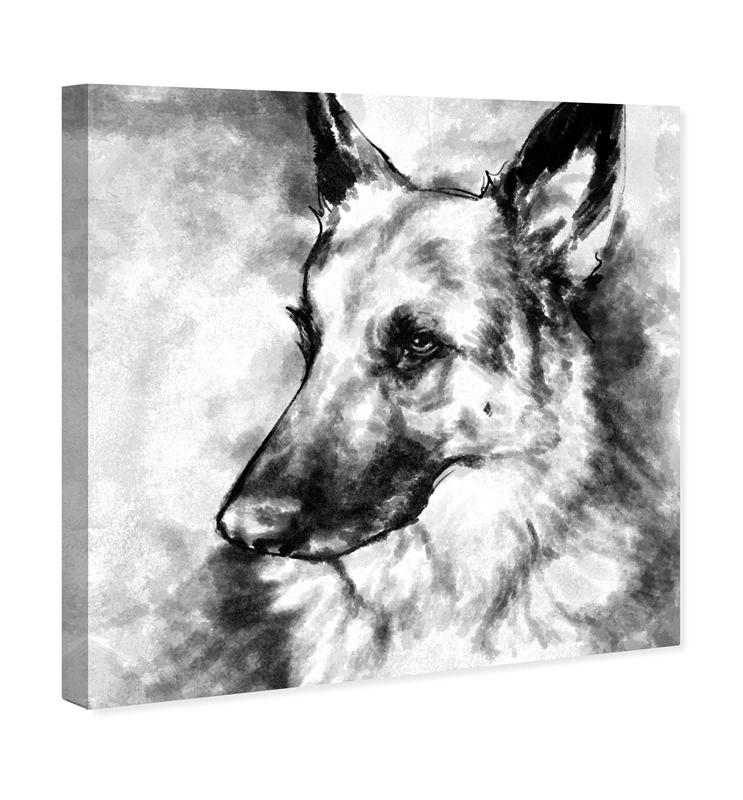 Oliver Gal Artist Co. German Shepherd Wall Art Canvas Print - 12x12 Inch Black & White Animal Home Decor for Living Room, Bedroom, Office & Nursery