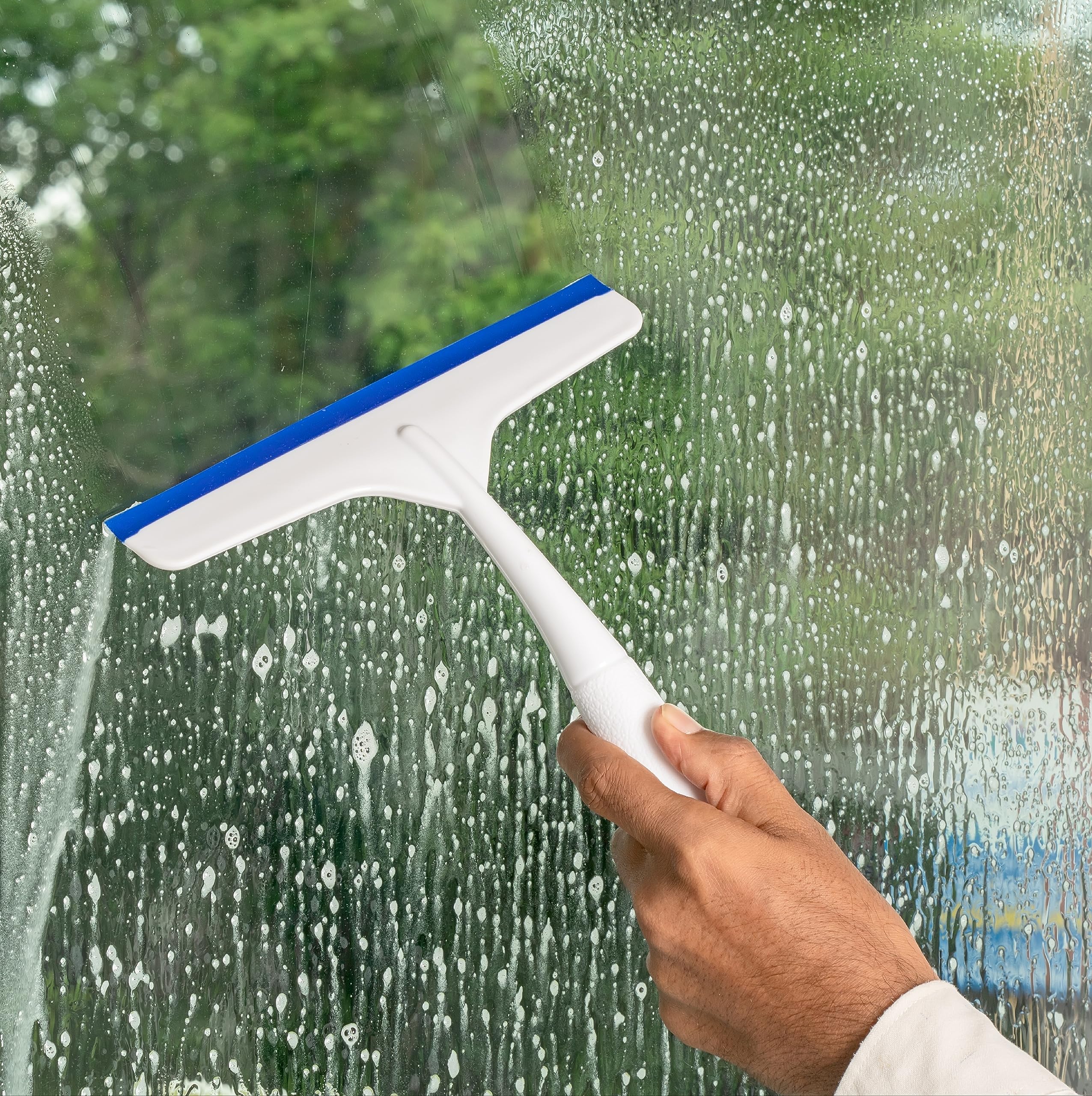 Moxstar Plastic Squeegee for Kitchen, Windows, and Glass Cleaning - Heavy Duty Scraper for Shower, Car, and Mirror Wiping