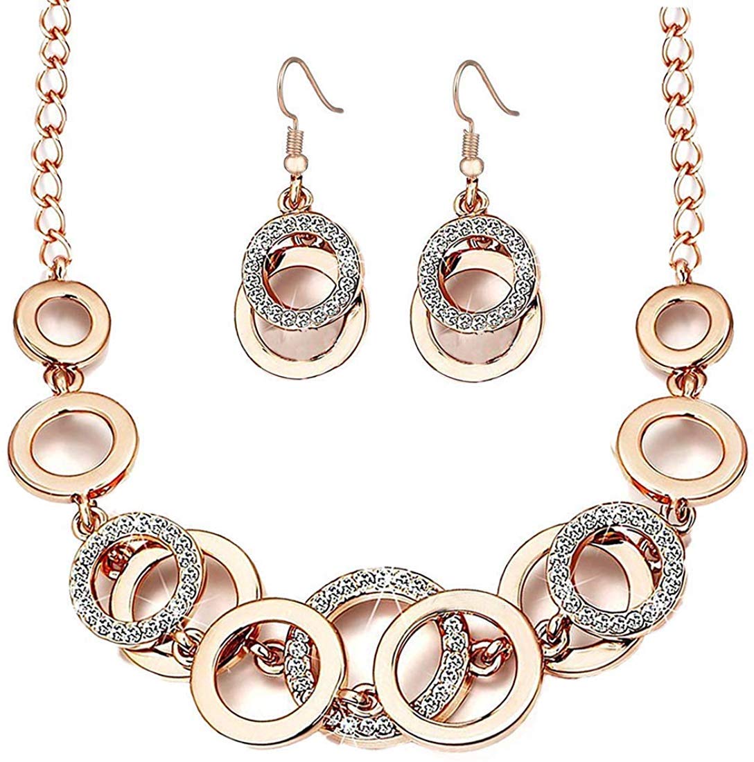 YouBella Women's Crystal Studded Necklace, Bracelet & Earrings Jewelry Set – Elegant Gift for Girls & Women | Perfect for Parties, Weddings & Special Occasions