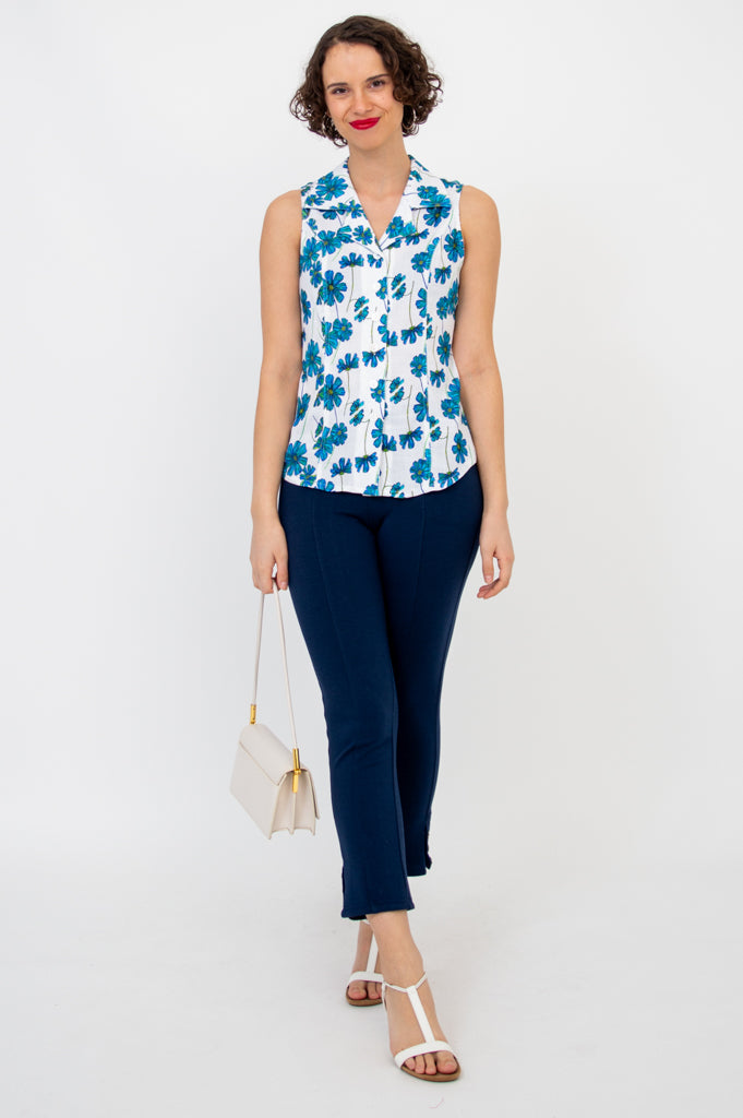 Lexa Tank Top - Women's Linen Bamboo Blend Shirt in Aster Color - Perfect for Summer Outfits, Casual Wear & Beach Vacations