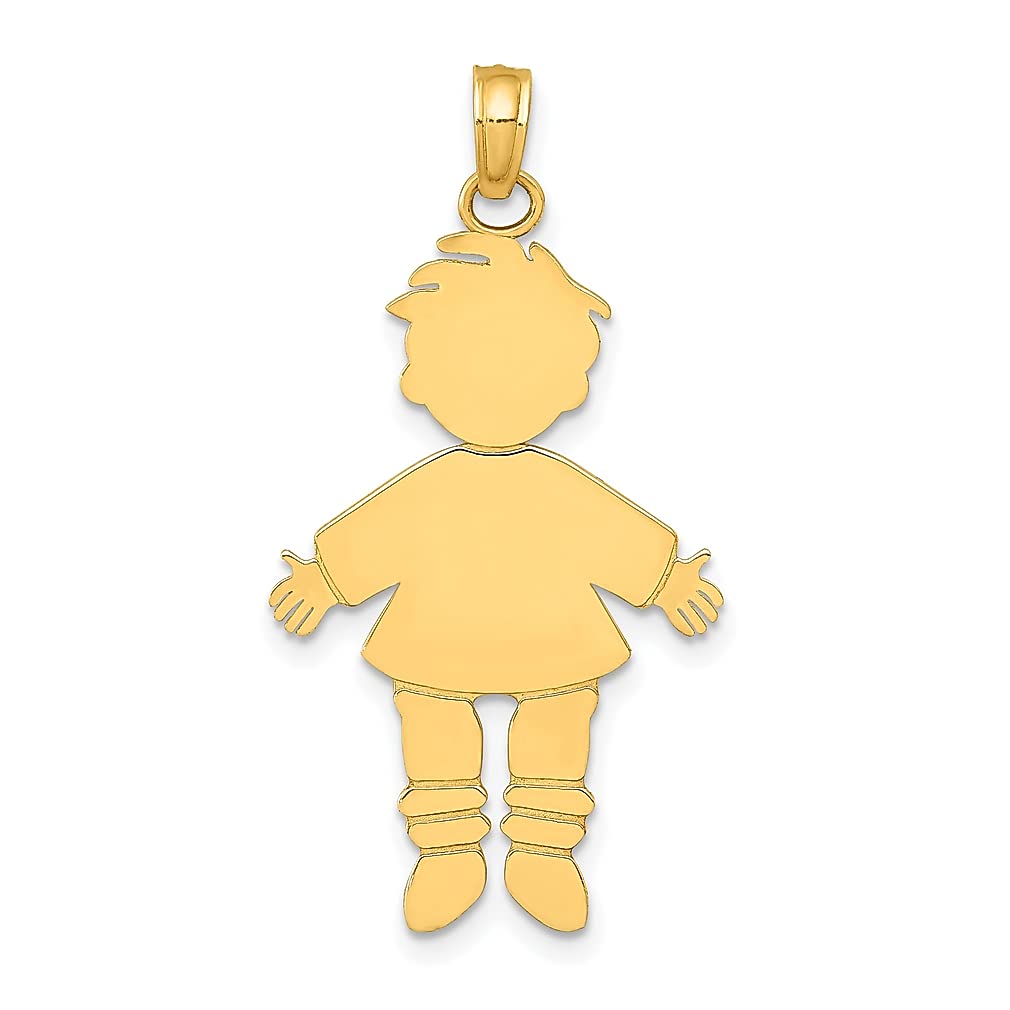 14K Yellow Gold Engravable Boy Charm Necklace - Personalized Baby Pendant for Women - Elegant Fine Jewelry Gift for Mom, Wife, Girlfriend - Perfect for Birthdays, Anniversaries & Mother's Day