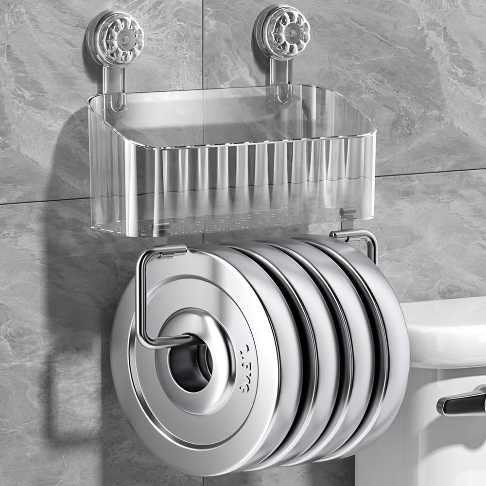 Sturdy Suction Shower Caddy - Removable Bathroom Organizer with Strong Grip for Shampoo, Soap & Toiletries - Perfect for Small Spaces & Apartment Showers