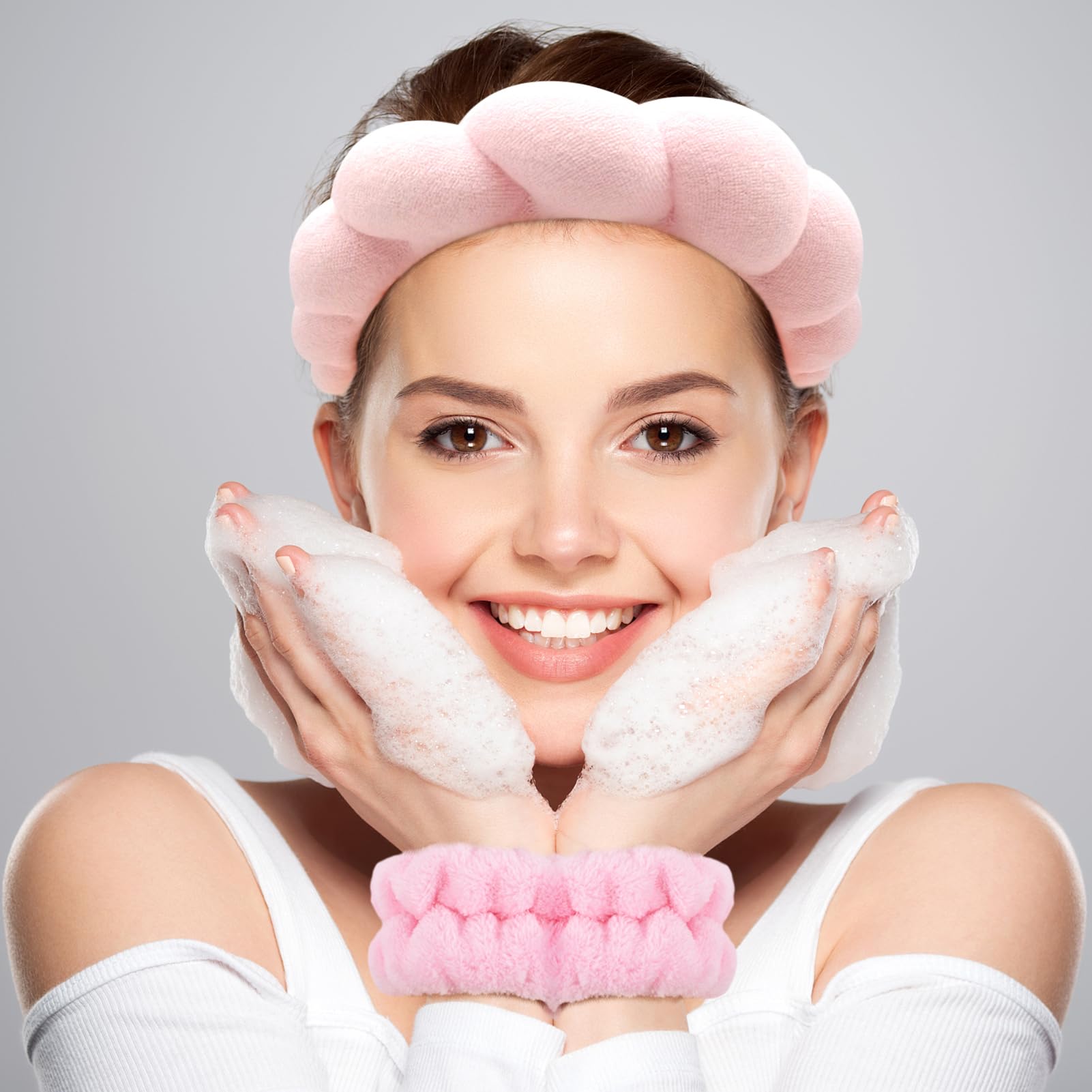 Zkptops Soft Terry Cloth Spa Headband for Women - Non-Slip Thick Padded Hair Accessory for Washing Face, Skincare & Makeup | Perfect for Bath, Spa & Beauty Routines (Pink)