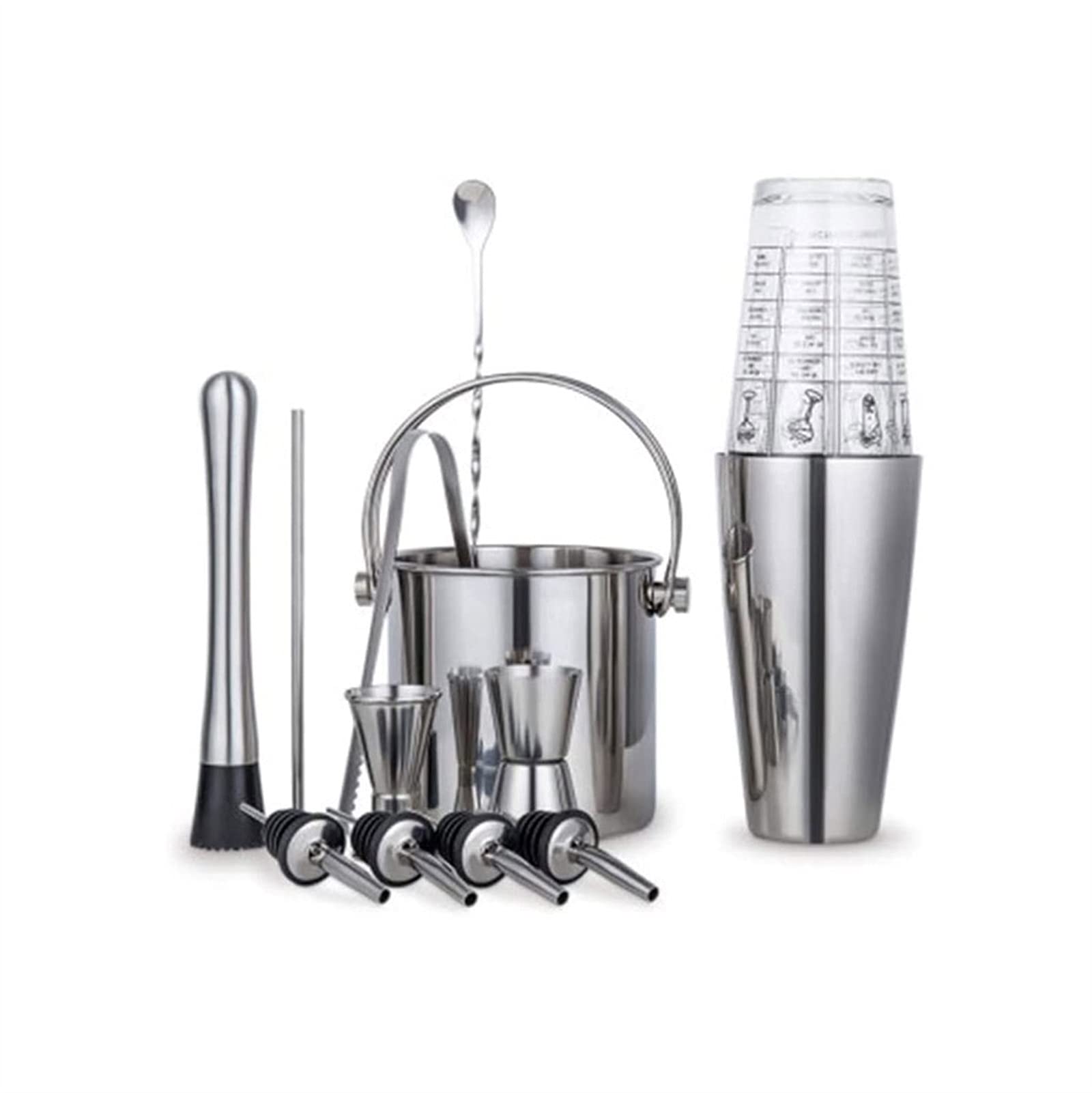 Professional Bartender Kit with Stand - 750ml Stainless Steel Cocktail Shaker Set, Bar Tools Including Ice Clamp, Crushing Hammer, Measuring Cup & Cocktail Sticks | Perfect for Home Bars, Parties & Mixology Enthusiasts | Great Gift for Bartenders & Cocktail Lovers