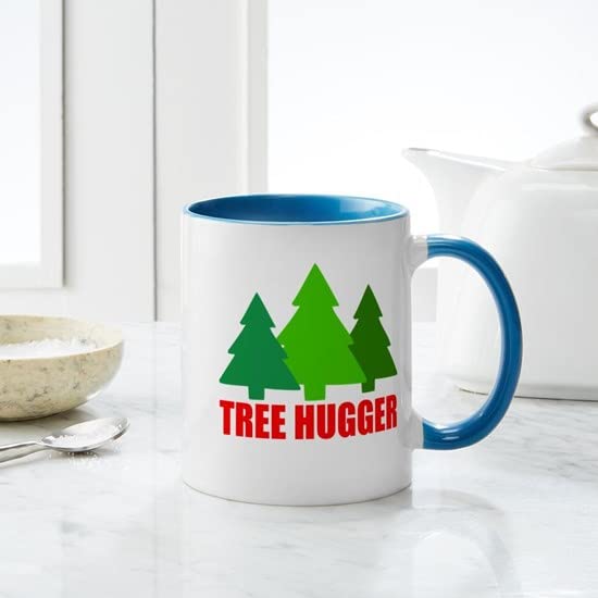 Tree Hugger Ceramic Coffee Mug 11 oz (325 ml) - Eco-Friendly Gift for Nature Lovers, Perfect for Home, Office & Outdoor Use