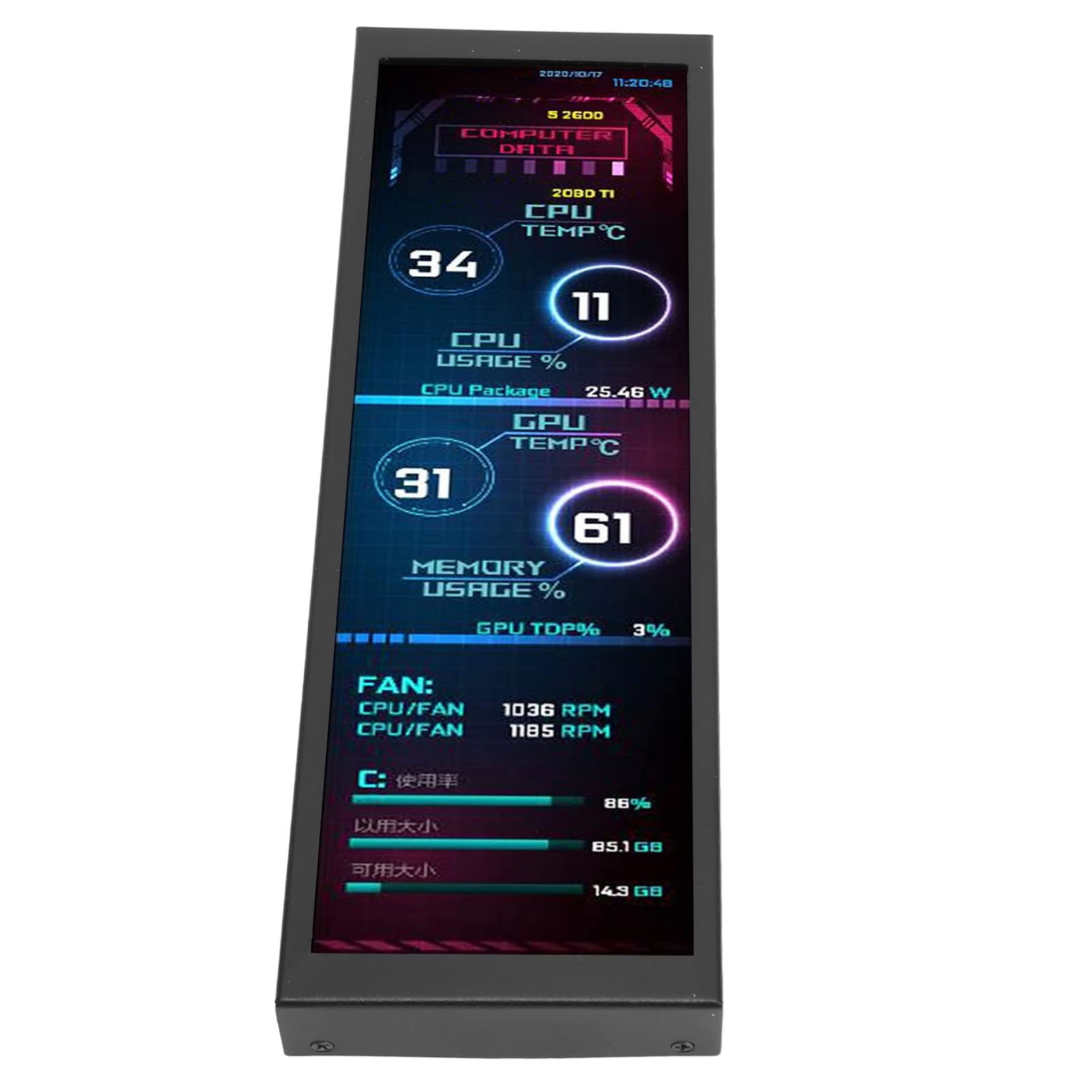 7.9 Inch IPS Monitor - Multi-Function PC CPU Data Display with Theme Editor | Eye Protection Screen for Raspberry Pi, Linux & Windows Systems | Perfect for Home Office, Gaming & DIY Projects