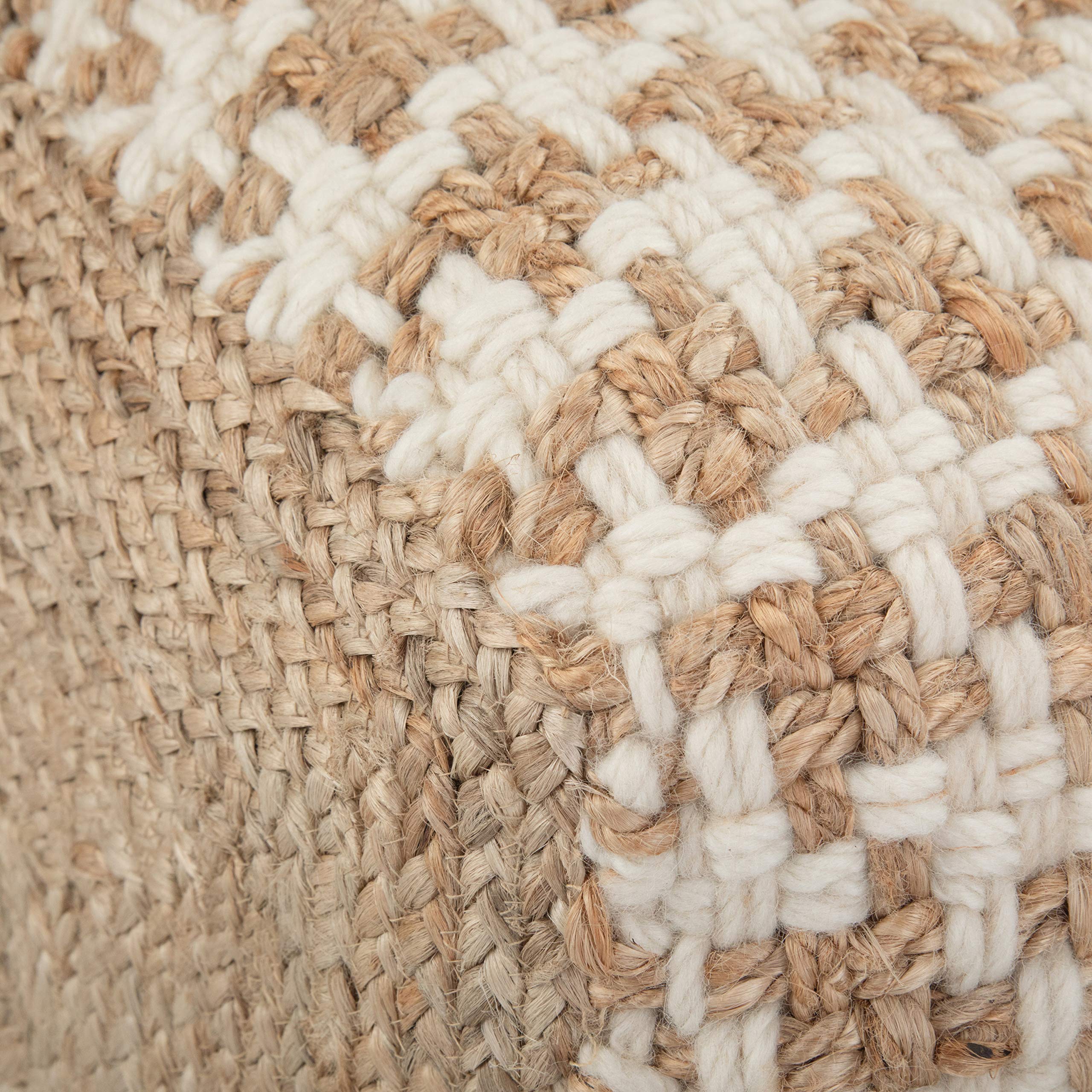 SIMPLIHOME Cullen 18 Inch Boho Cube Pouf - Natural Woven Wool & Jute Ottoman - Stylish Footrest & Seating for Living Room, Bedroom, Nursery & Dorm Decor - Perfect for Relaxing, Reading & Extra Guest Seating