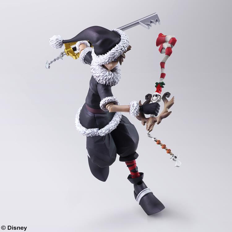 Bring Arts Kingdom Hearts II Sora Christmas Town Ver. Action Figure by Square Enix - Collectible Game Character Model for Display & Gift Giving