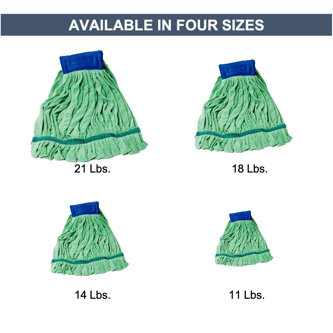 Arkwright Microfiber Tube Mop Head Replacement - Bulk Case of 12 | Heavy Duty, Lint Free, Super Absorbent & Bleach Safe | Commercial & Industrial Floor Cleaning | 21 oz Green Mop Heads | Perfect for Hospitals, Schools, and Office Maintenance