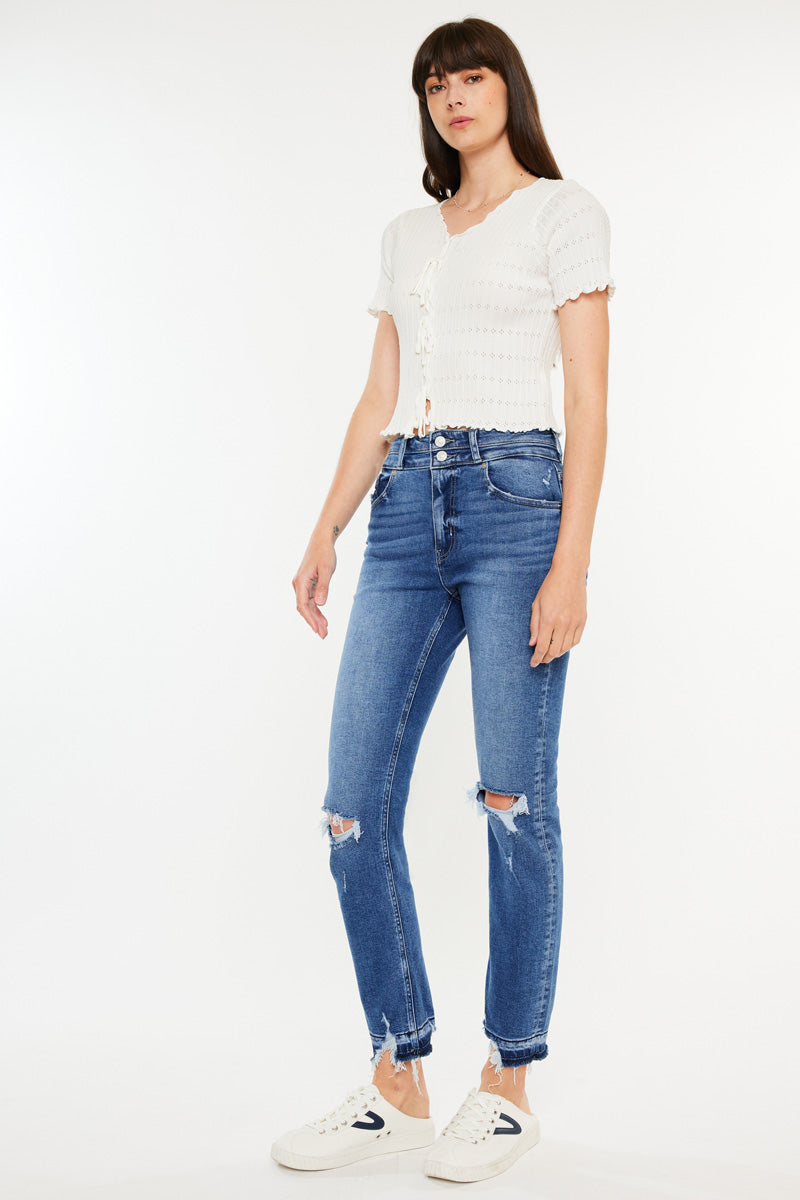 Pamela High Rise Slim Straight Leg Jeans for Women - Stretchy Denim Pants, Comfortable & Flattering Fit - Perfect for Casual Wear, Office, and Date Nights