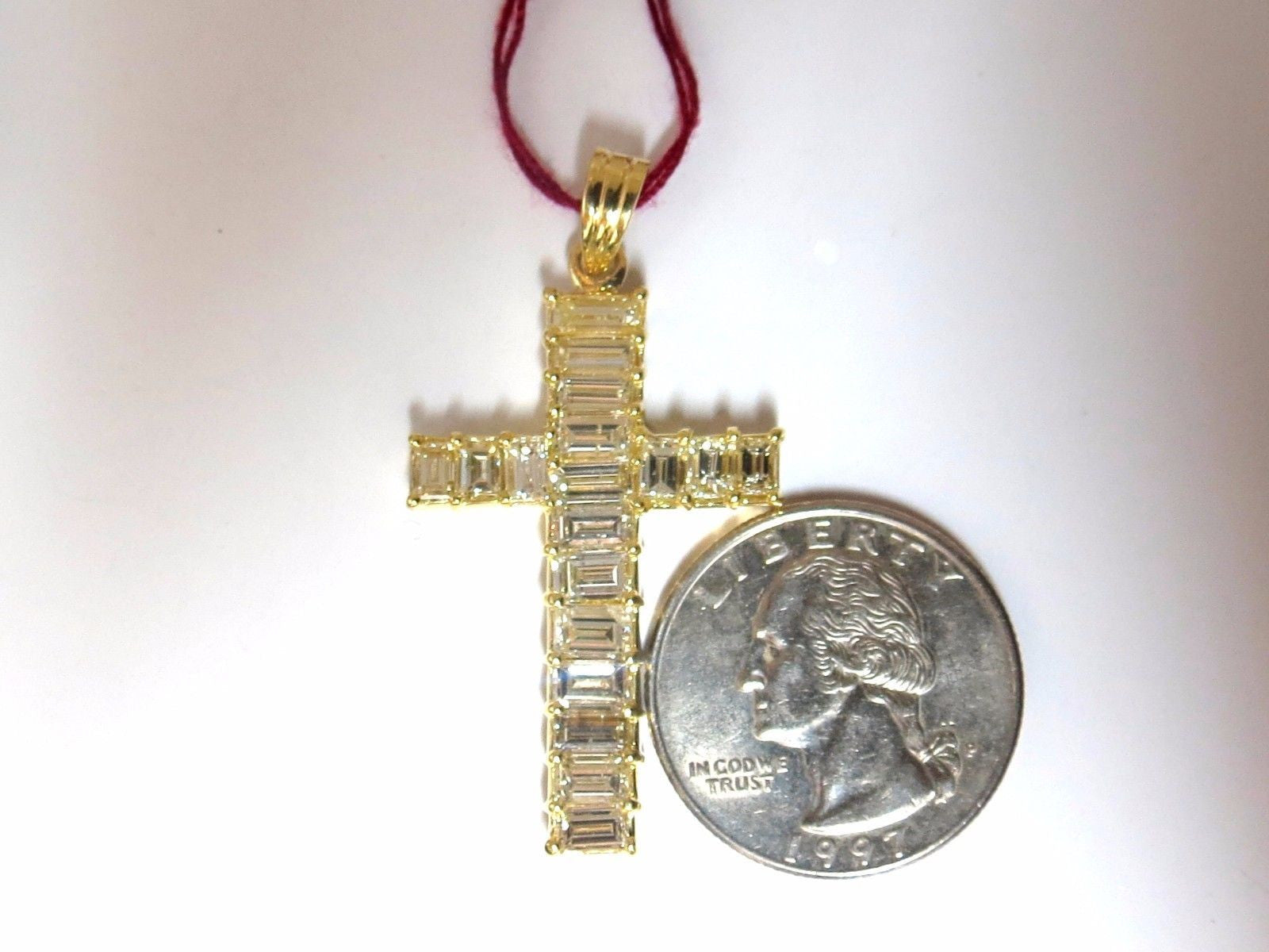 5.23 Carat Natural Diamond Baguette Cross Pendant in 18K Gold - Perfect for Gifts, Weddings & Special Occasions