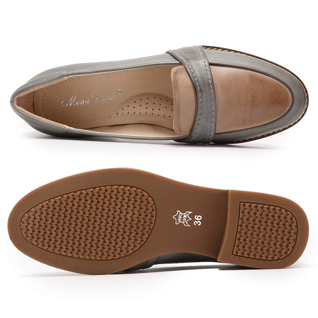 Women's Genuine Leather Penny Loafers - Slip On Flats for Office & Casual Wear - Comfortable Flying Monk Style Shoes for Work, Travel & Everyday Use