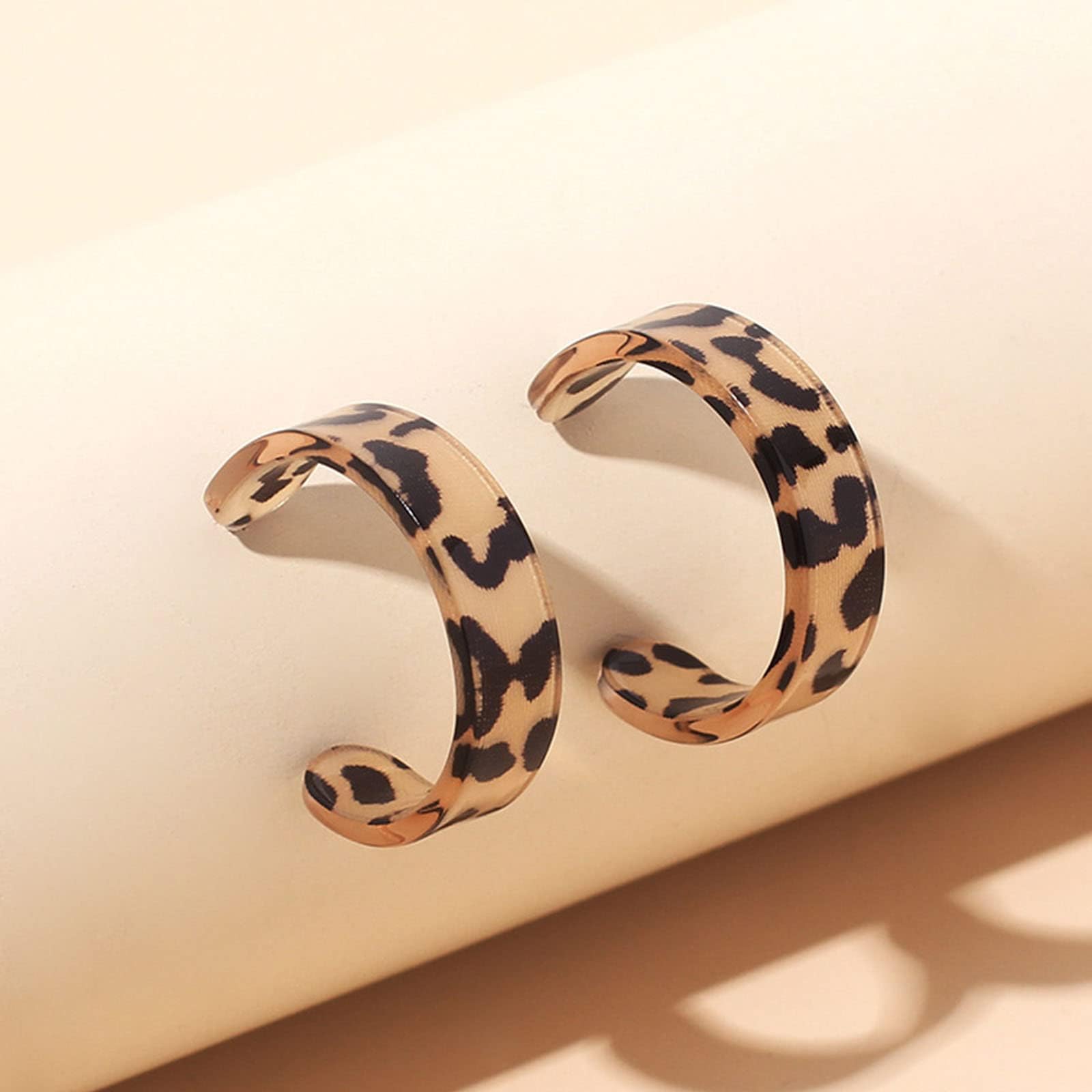 Yienate Leopard Print Hoop Drop Earrings - Lightweight Tortoiseshell Acrylic Geometric Circle Dangle Earrings for Women | Statement Jewelry for Prom, Party & Everyday Wear