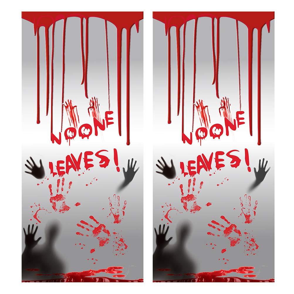 BESPORTBLE 2-Pack Halloween Bloody Fingerprint Door Decals - Scary Horror Window Stickers for Halloween Party Decorations, Haunted House Props & Spooky Home Decor