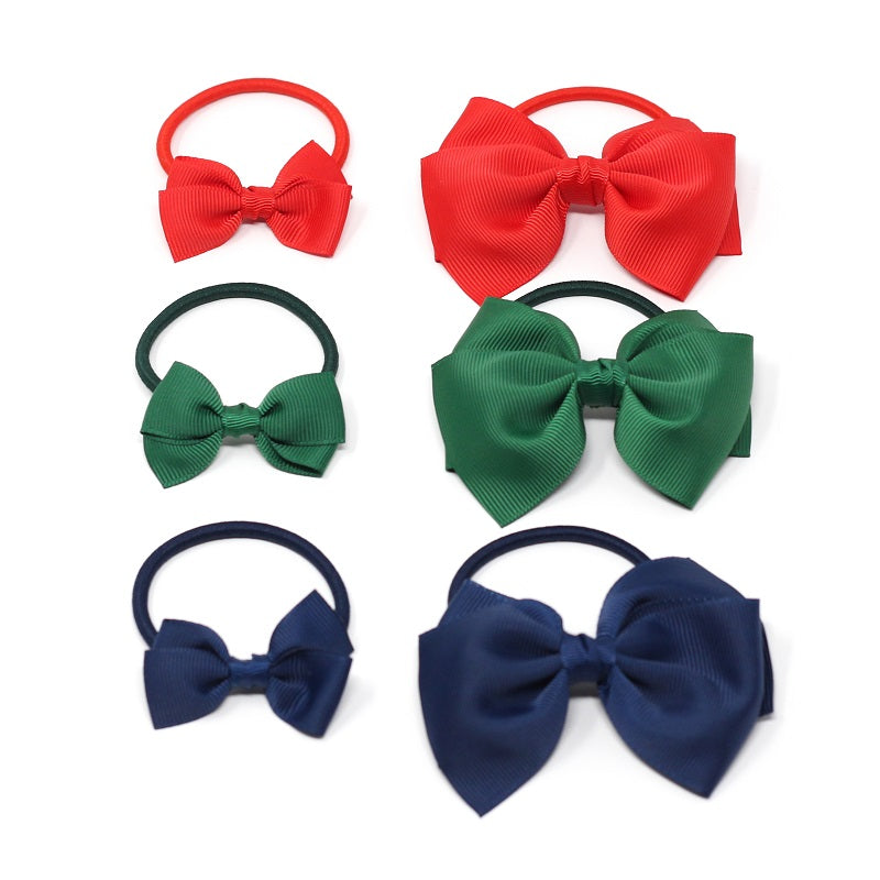 Stretchable Small Bow Hair Elastics - Green, Soft & Comfortable Hair Ties for Women & Girls - Perfect for Ponytails, Braids & Everyday Hairstyles