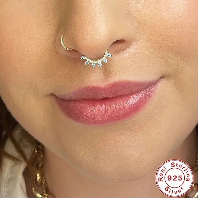 16G Sterling Silver CZ Nose Ring - Dainty Septum Huggie Hoop for Women | Perfect for Everyday Wear, Parties & Special Occasions