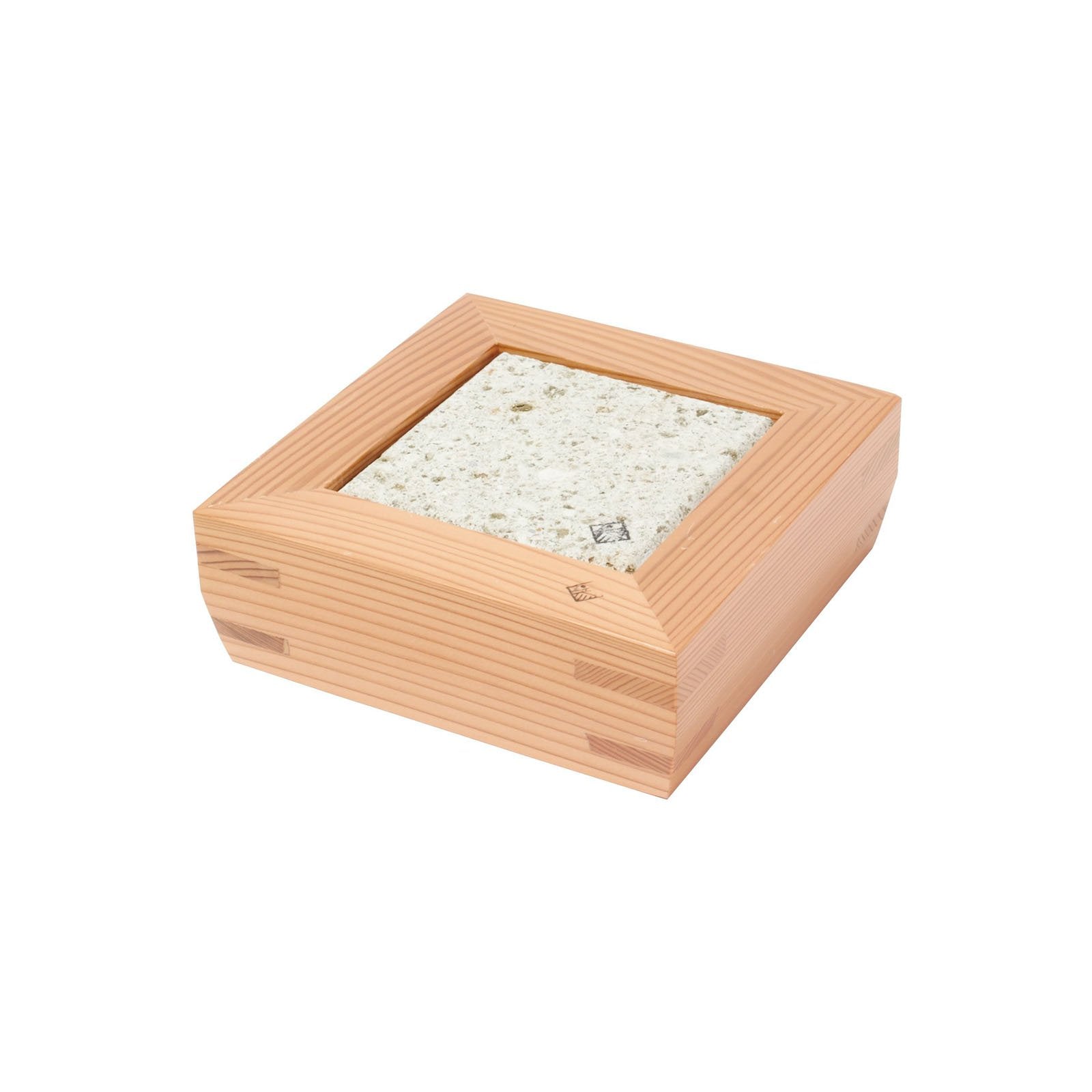 Miranda Style Omoeraku Japanese Cedar Wood Frame Small Oya Stone Plate - Perfect for Sushi, Sashimi & Japanese Tea Ceremony Serving