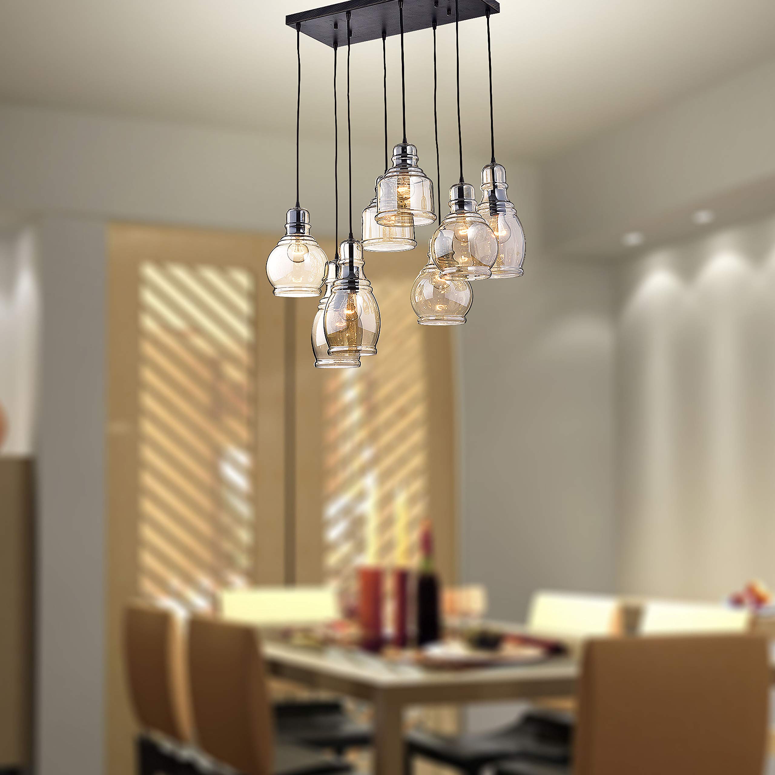 Strick & Bolton Yinka Vintage Glass Pendant Light - Elegant Antique Hanging Fixture for Dining Room, Kitchen Island & Bedroom Lighting