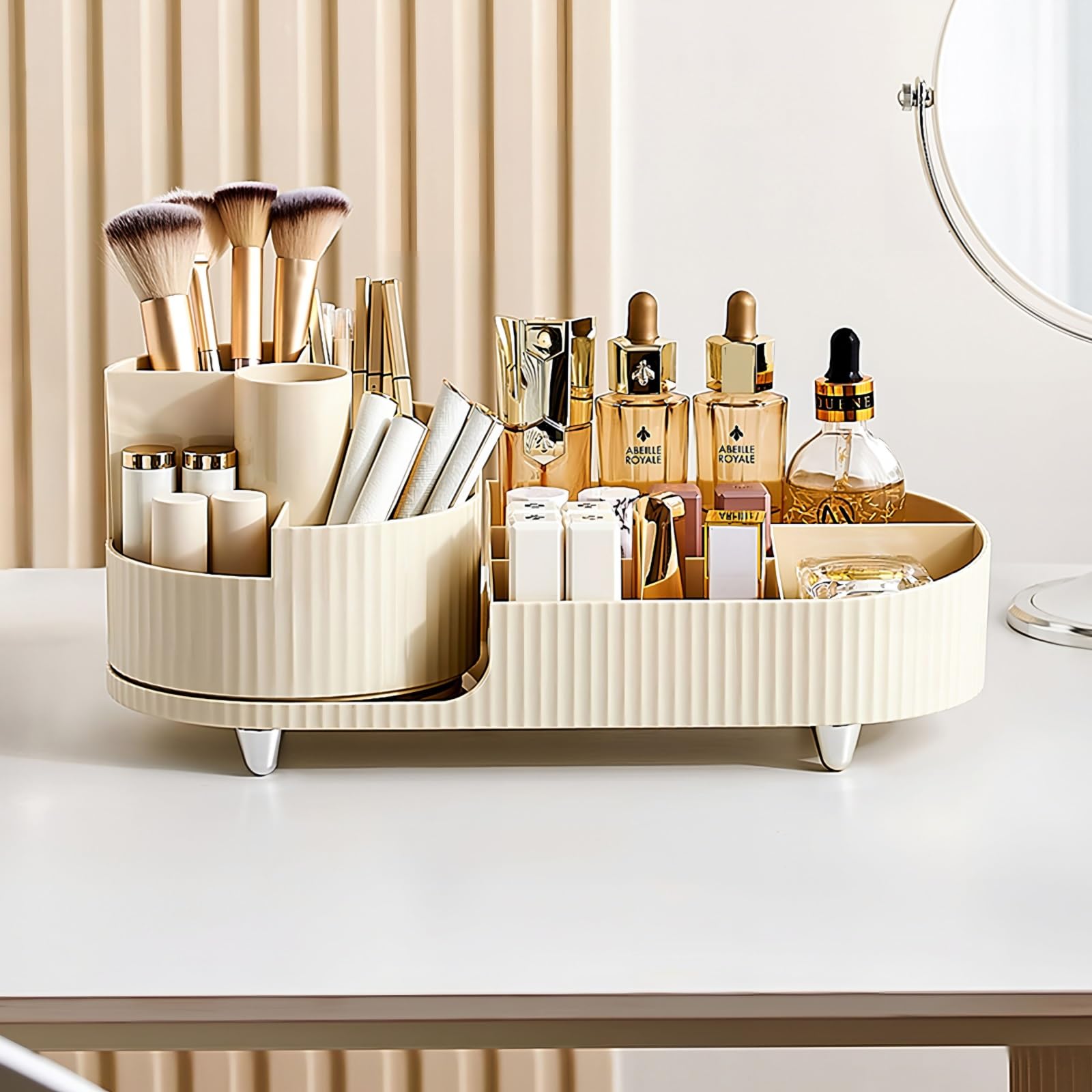 360° Rotating Makeup Organizer - Cinnani Multifunctional Brush Holder for Vanity, Bedroom & Bathroom