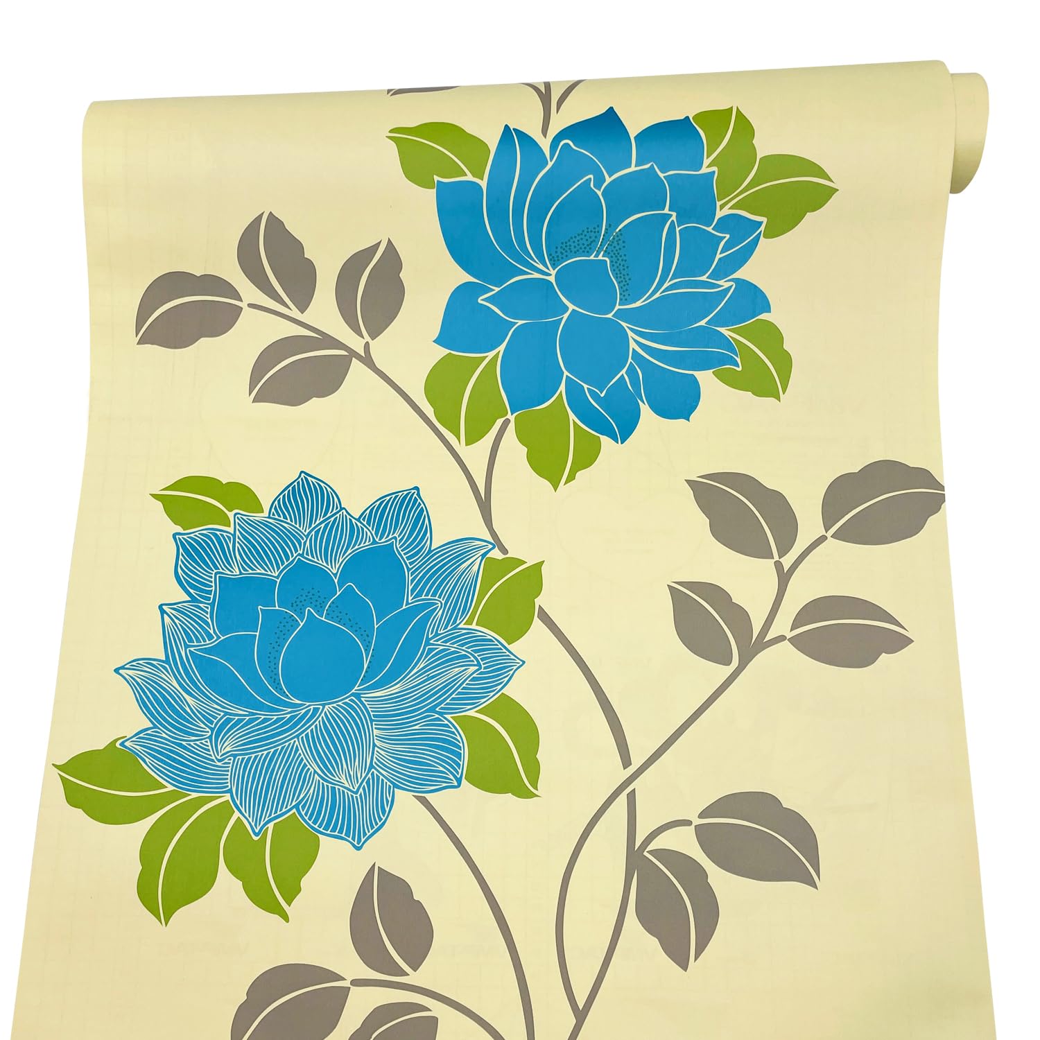 Blue Peony Shelf Liner - Self-Adhesive PVC Drawer Cover (17.8x9.8ft) for Desk & Dresser Organization