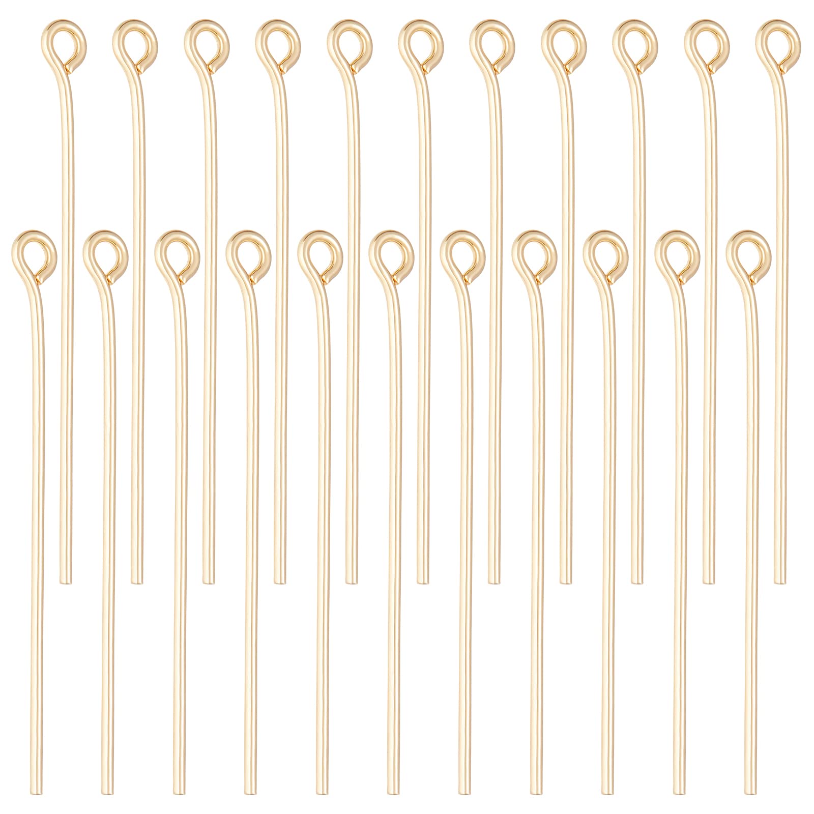 200Pcs 18K Gold Plated Brass Jewelry Eye Pins - Open Loop Head Pins for DIY Charm Beads, Necklace & Bracelet Making - Perfect for Crafting, Jewelry Repair and Gift Projects