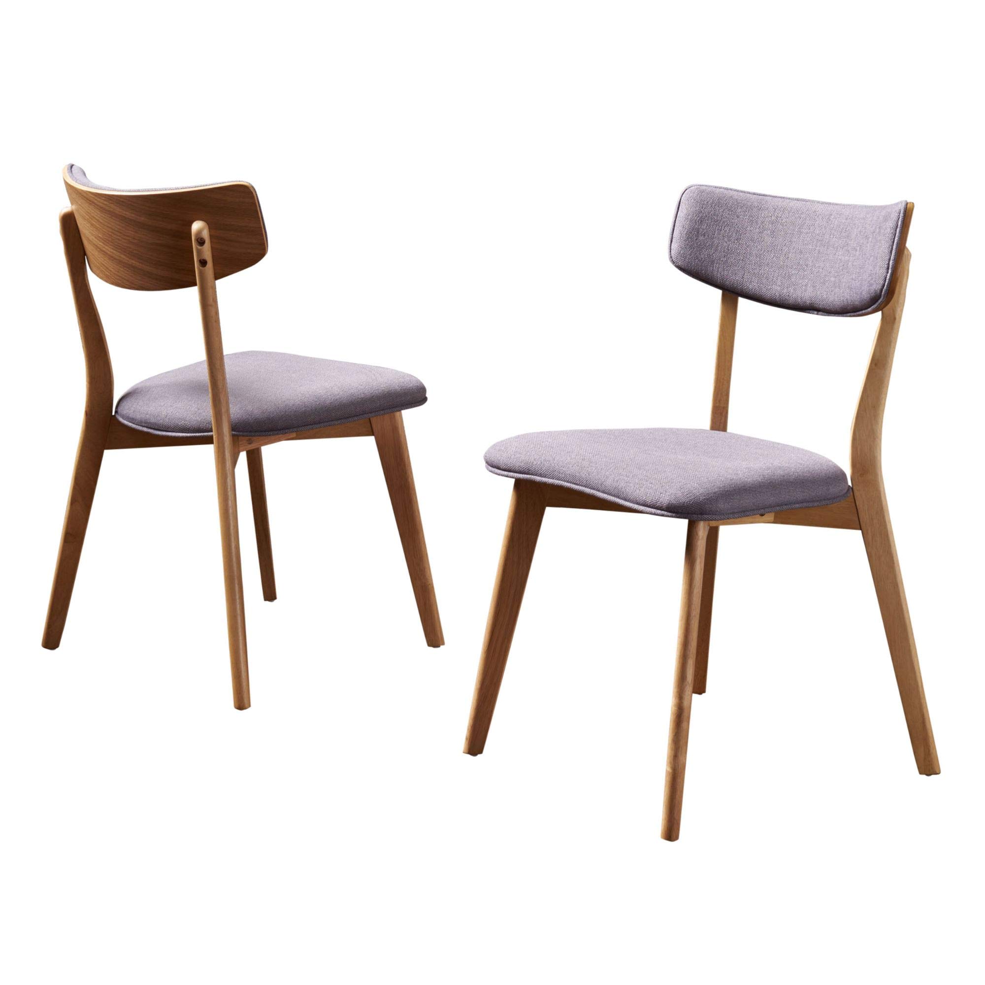 Set of 2 Modern Gray and Brown Dining Chairs - 31.5