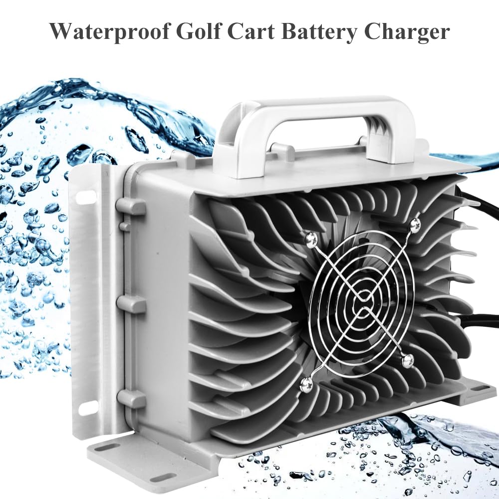 48V 58.4V 15A Waterproof Lifepo4 Golf Cart Battery Charger with Multiple Protection - Fast Charging Lithium Battery Charger for 48V Golf Carts - Perfect for Golf Courses, Resorts & RV Power Supply