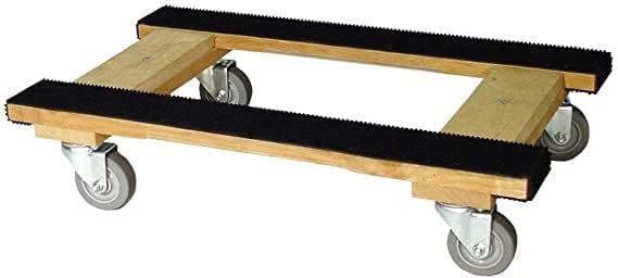 Heavy Duty 4 Wheel Furniture Dolly - 18x30 Inch Flat Moving Dolly with H Frame Oak & Full Length Rubber Tread Dual Rail | Perfect for Moving Furniture, Appliances, and Heavy Boxes in Warehouses or Homes