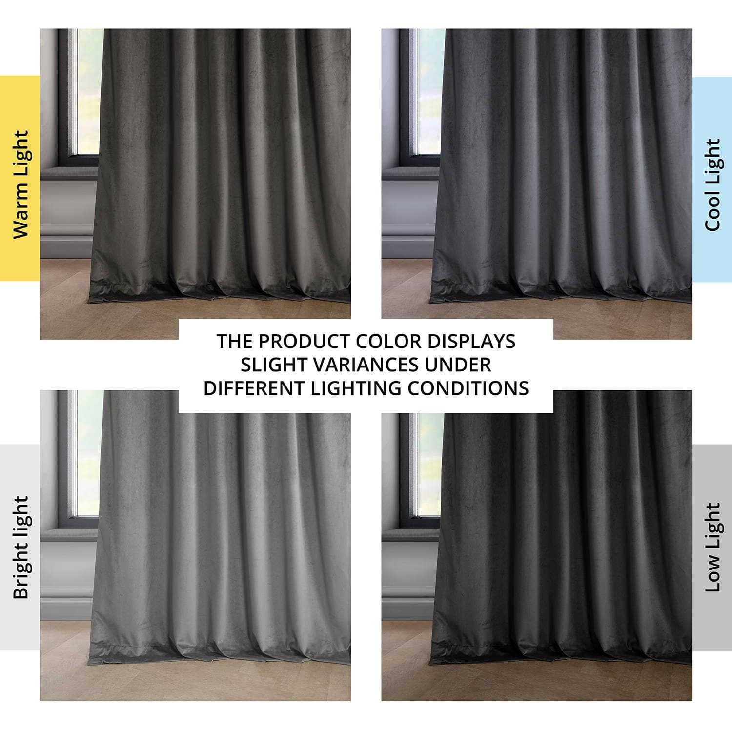 Pepper Grey Heritage Plush Velvet Blackout Curtains - Thermal Insulated Sound Reducing Drapes for Bedroom, Living Room & Nursery (Set of 2 Panels)