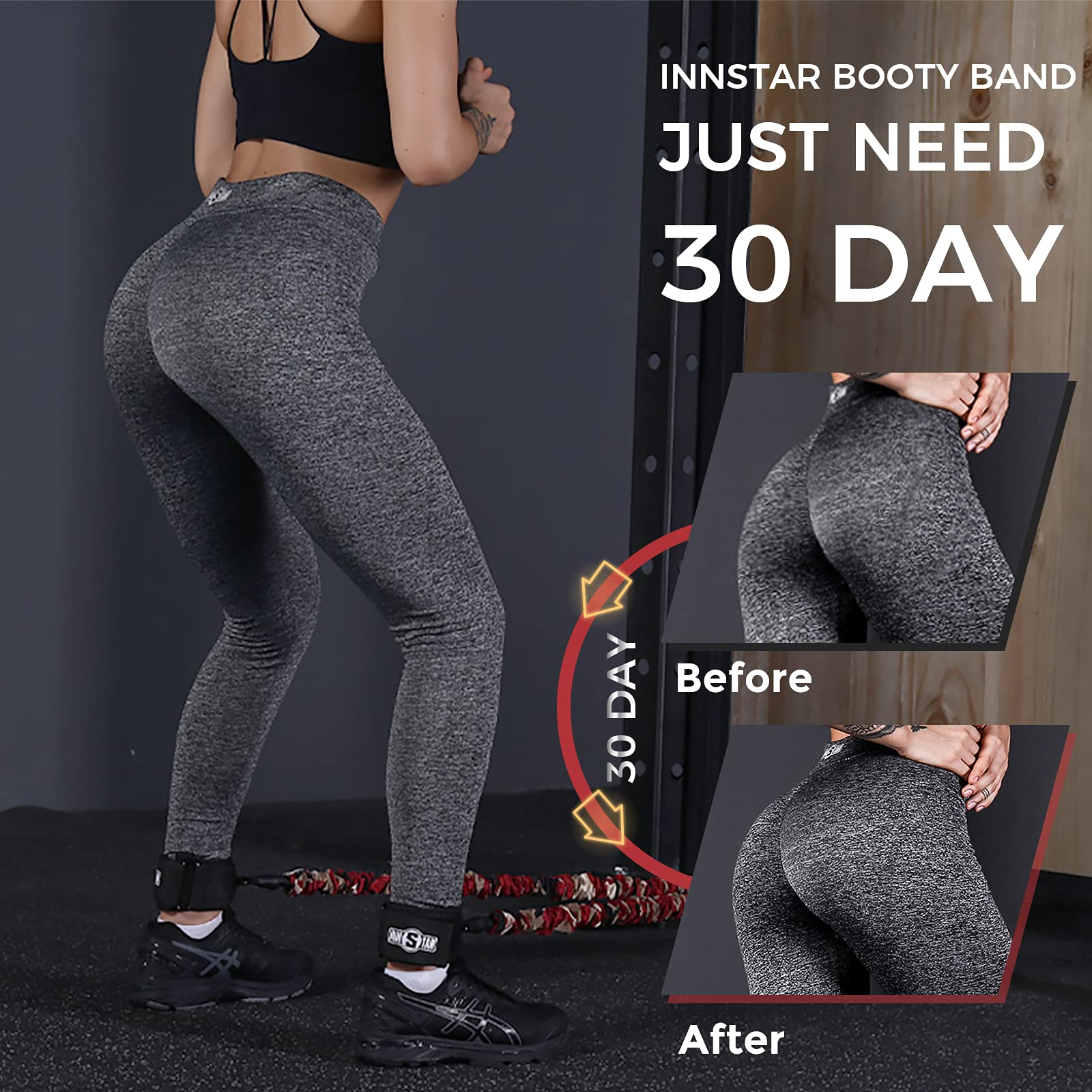 INNSTAR Adjustable Ankle Resistance Bands for Women & Men - Workout Bands for Glutes, Legs & Butt Exercises - Fitness Equipment for Home Gym, Physical Therapy & Strength Training
