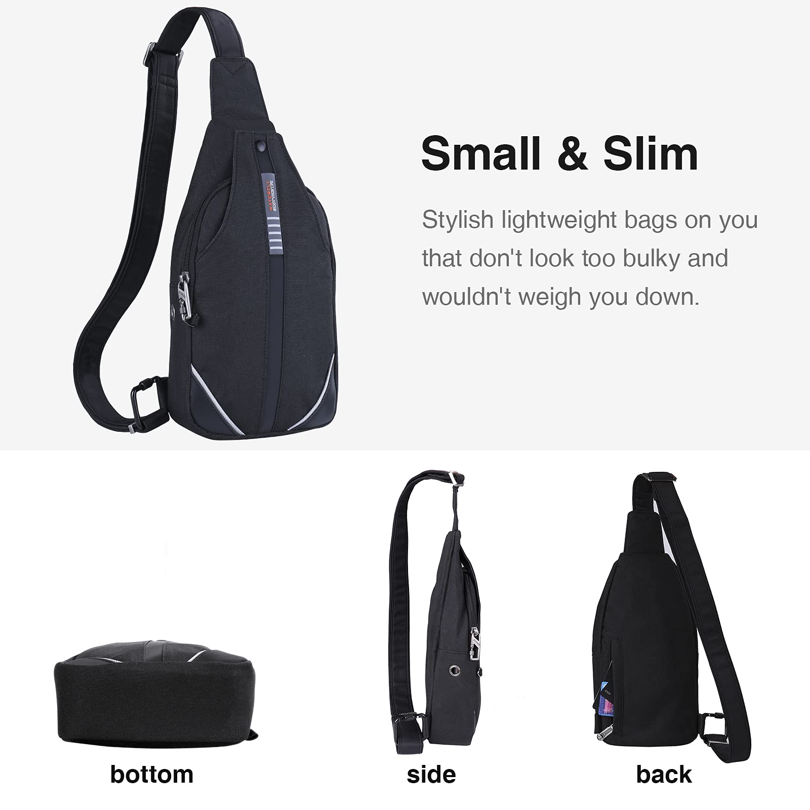 Waterfly Small Crossbody Sling Backpack - Anti-Theft Travel Shoulder Bag for Men & Women | Perfect for Hiking, Commuting & Daily Use