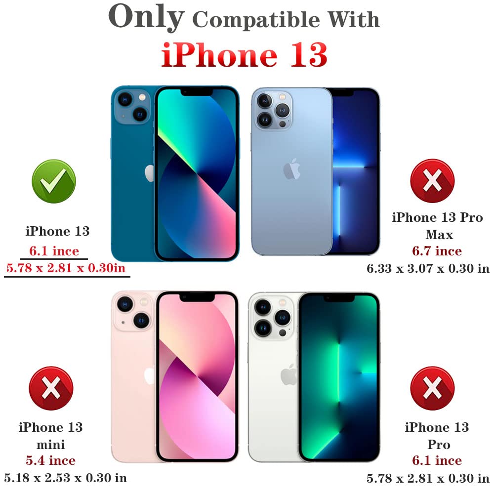 Yiakeng Military Grade Protective Case with Ring & HD Screen Protector for iPhone 13 - Shockproof, Drop Protection | Perfect for Outdoor Activities, Travel & Daily Use (Black)