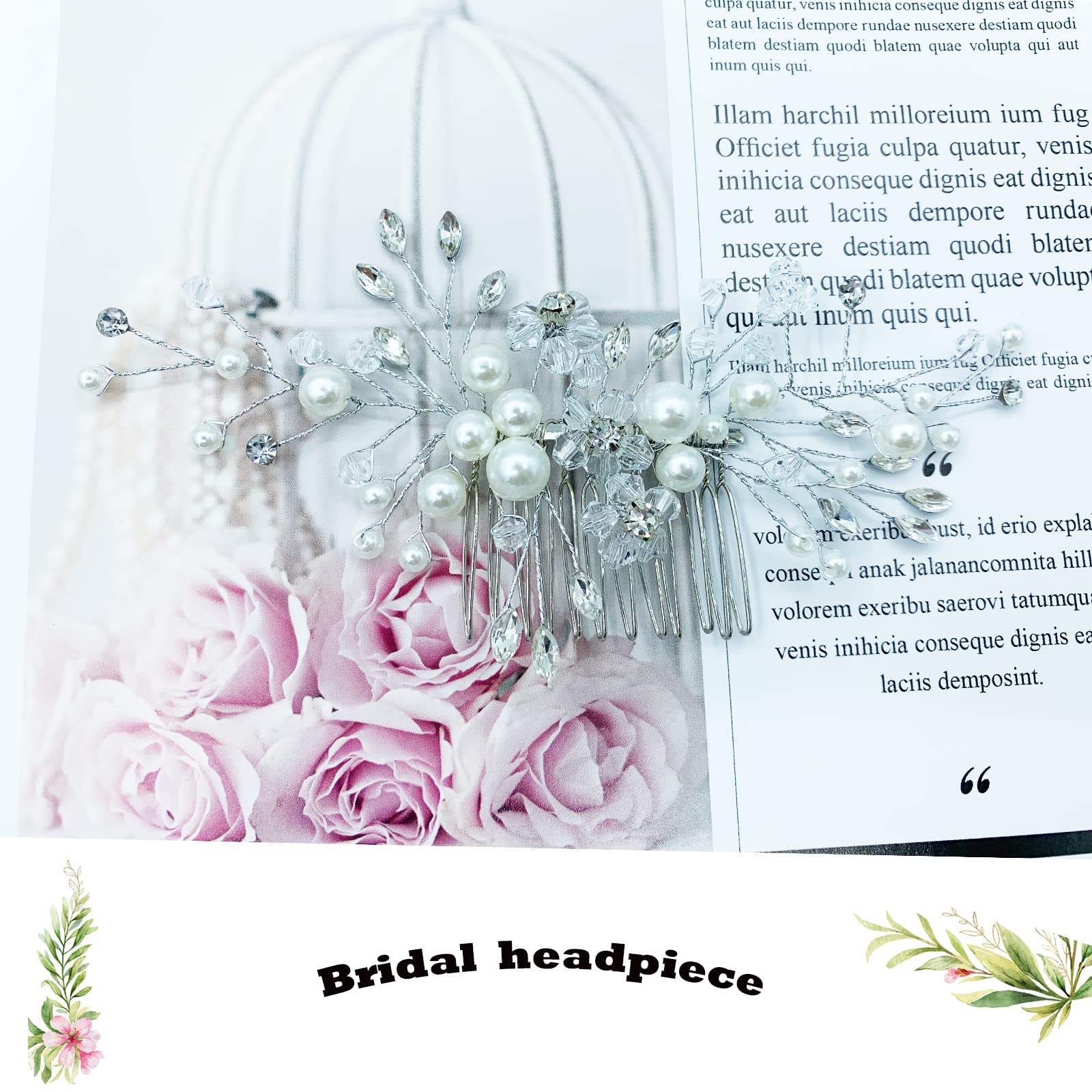 Lozadia Pearl Bridal Hair Clips - Silver Floral Side Hair Comb for Weddings, Prom & Parties | Elegant Hair Accessories for Brides, Bridesmaids, Women & Mothers | Perfect Mother's Day Gift & Special Occasion Hairpiece (Design4)