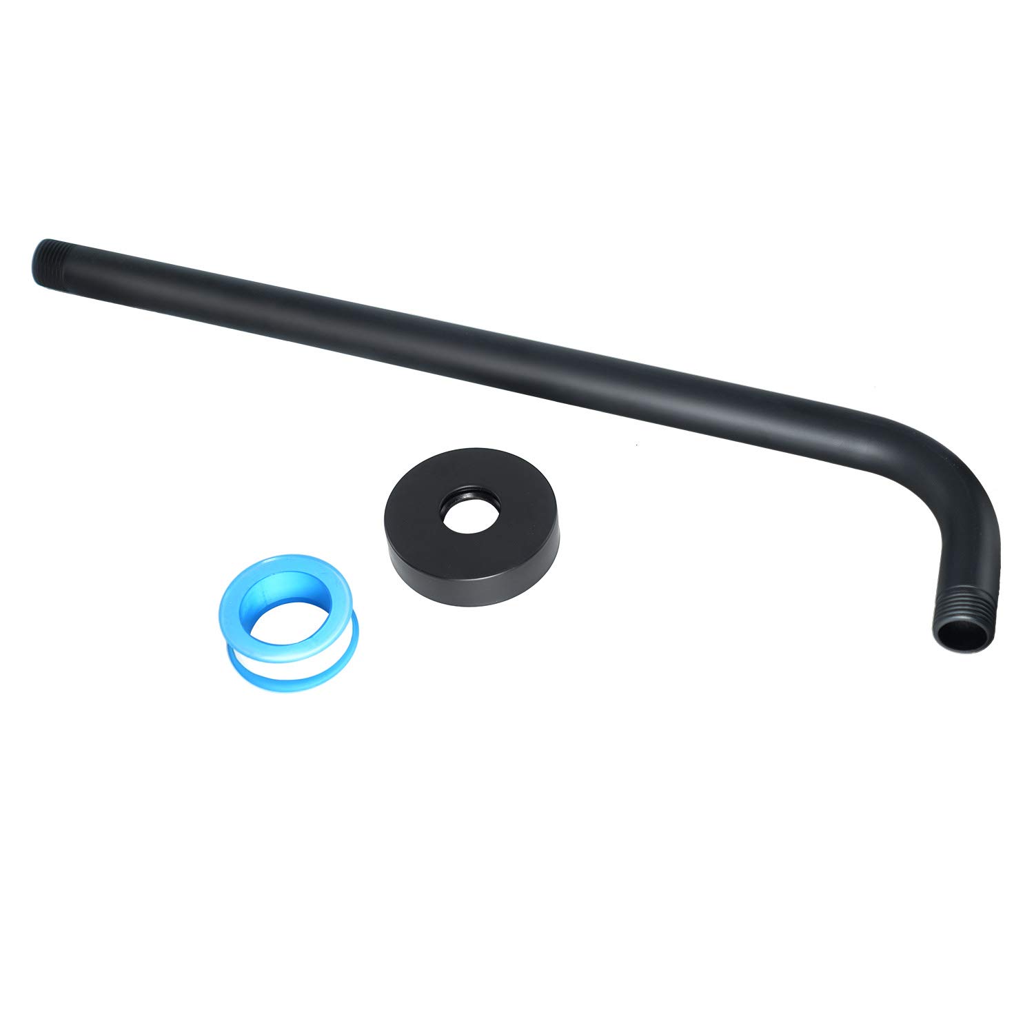 NearMoon 15 Inch Stainless Steel Shower Arm with Flange - Matte Black Wall Mounted Shower Head Extension for Bathroom & Spa - Perfect for Modern Home, Hotel, and Gym Installations
