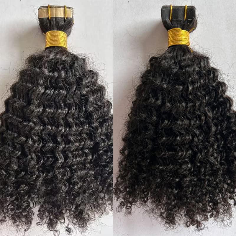 40pcs 100g Tape in Hair Extensions Human Hair Afro Kinky Curly 4B 4C - 18 Inch Natural Color Skin Weft | Perfect for Protective Styles, Weddings & Everyday Volume