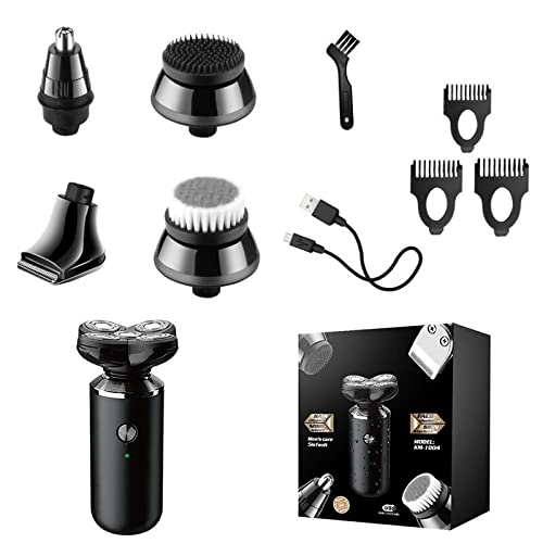 5-in-1 Electric Razor for Men - Wet & Dry USB Rechargeable Rotary Shaver with Powerful Beard Trimmer | Perfect for Travel, Gym & Daily Grooming Routine