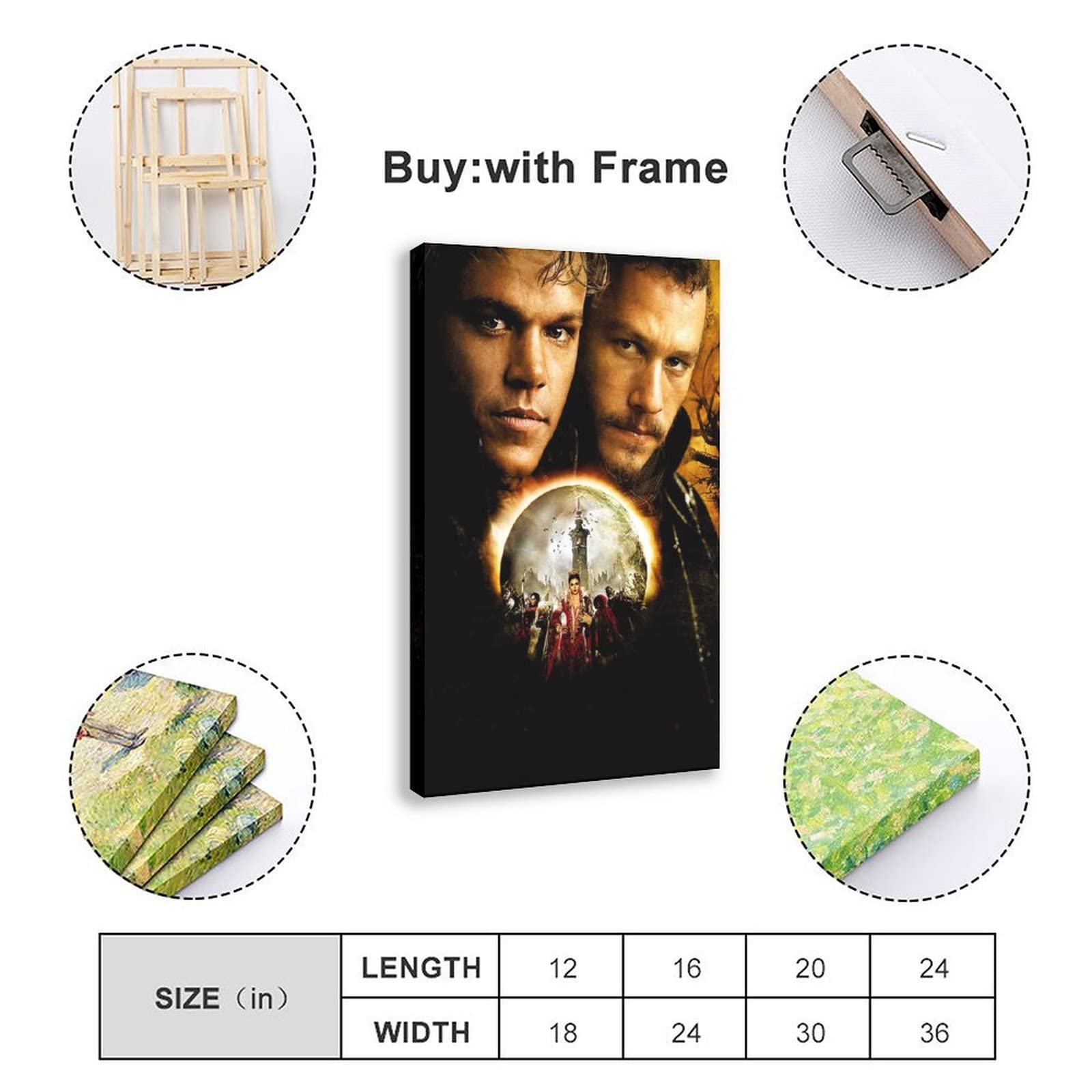 SHISHEN The Brothers Grimm Movie Poster - 24x36 Inch (60x90cm) Canvas Wall Art for Bedroom, Dorm, Office & Home Decor - Perfect Gift for Movie Lovers & Fantasy Fans - Ideal for Living Room, Game Room, Theater Room & Man Cave Decor