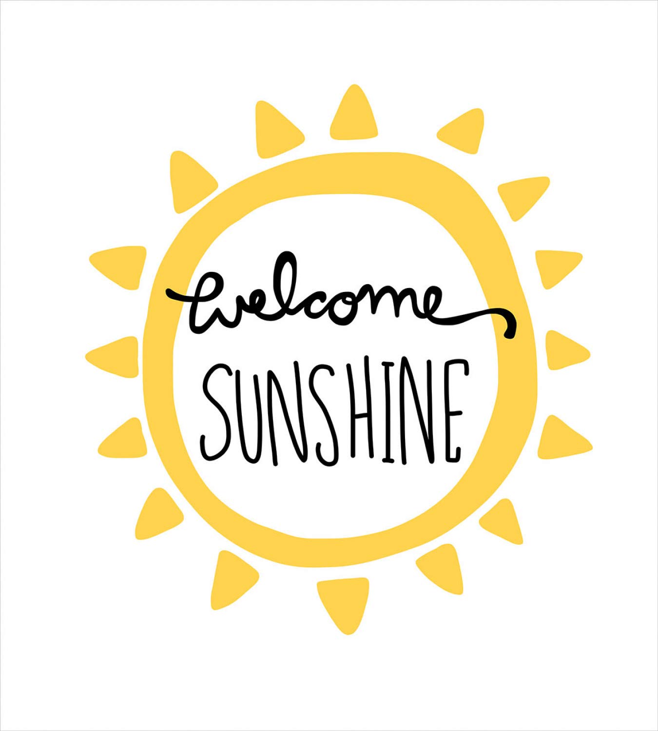 Ambesonne Modern Typographic Duvet Cover Set - 'Welcome Sunshine' Minimalist Design, 3-Piece Queen Bedding with 2 Pillow Shams in Yellow & Charcoal Grey | Perfect for Contemporary Bedrooms & Guest Rooms