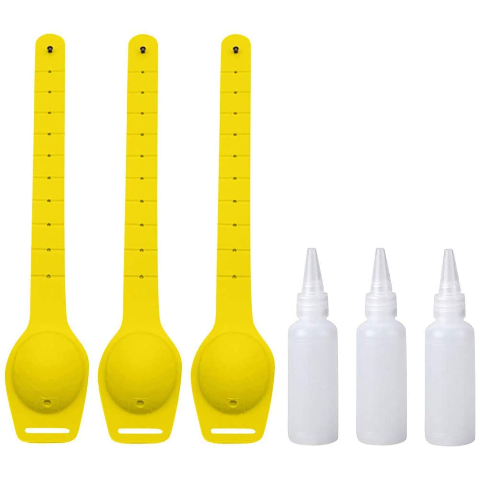 ZZZTWO 3-Pack Adjustable Silicone Wristband Hand Sanitizer Dispenser - Wearable Refillable Liquid Soap Bracelet for School, Travel, Work, Gym & Outdoor Activities (Yellow) - Stay Hygienic On-The-Go