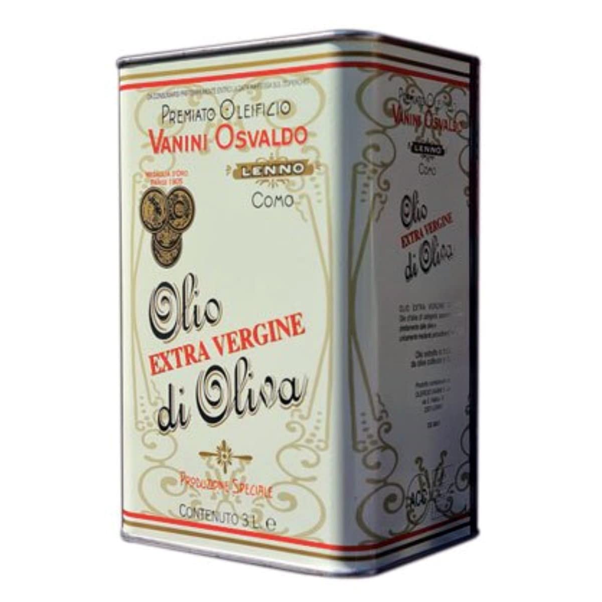 Premium Vanini Osvaldo Extra Virgin Olive Oil from Lake Como, Italy - 101.4 Fl Oz (3L) - Cold Pressed, Unfiltered - Perfect for Salads, Pasta & Gourmet Cooking