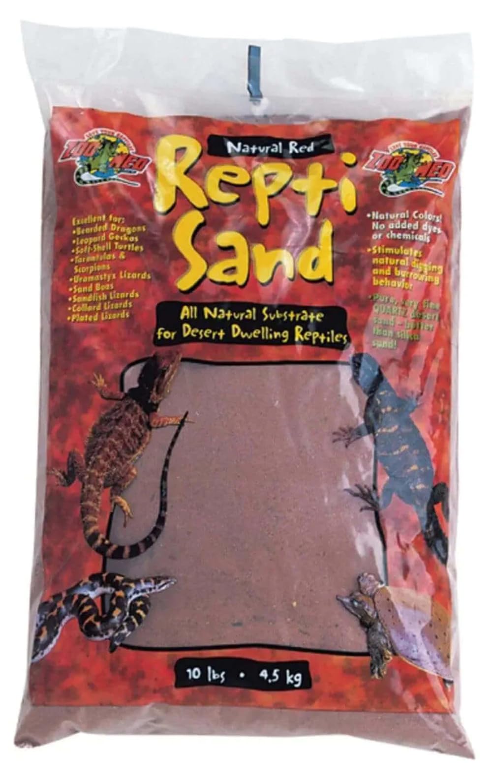 Natural Red Zoo Med ReptiSand - 10 lbs Desert Terrarium Substrate for Reptiles & Amphibians | Ideal for Bearded Dragons, Geckos & Snakes