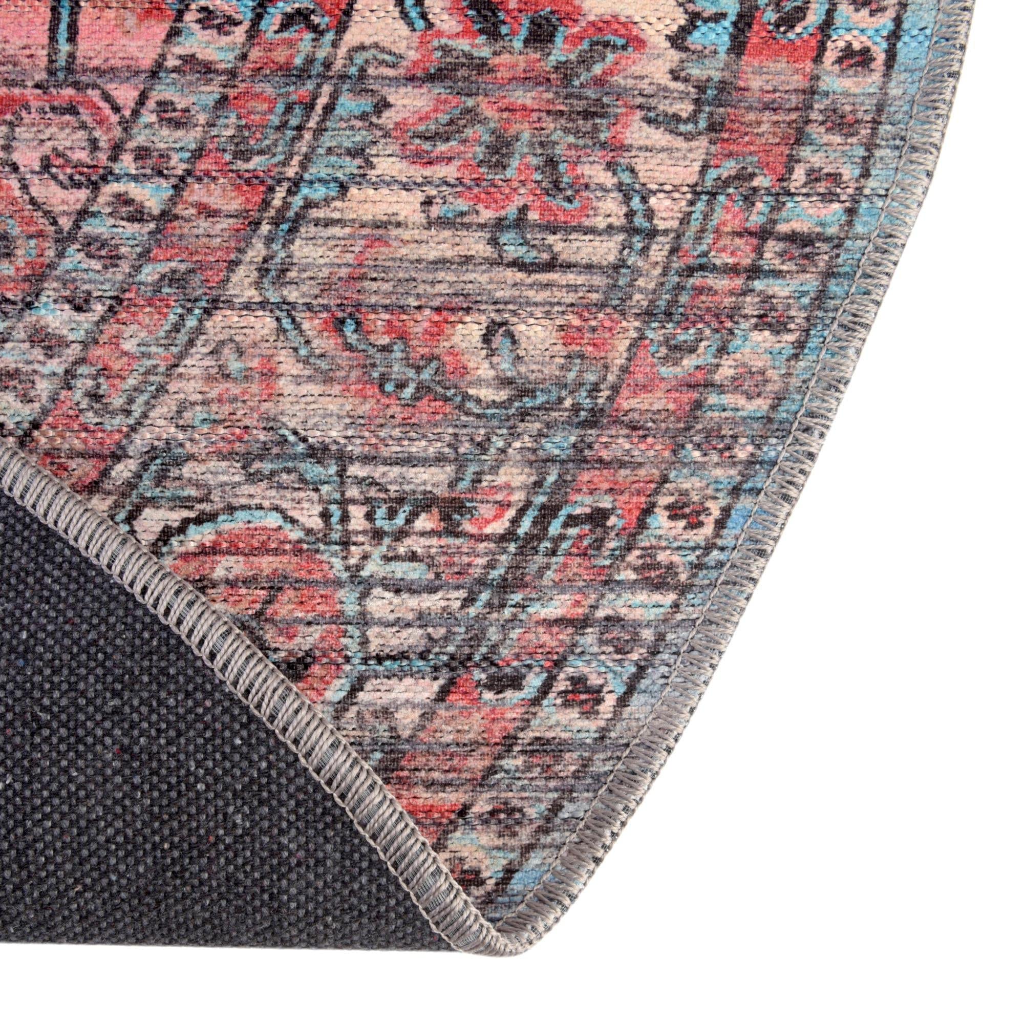 Washable Navy Blue 5' x 8' Oval Low-Pile Rug - Maahru Collection by Rugs.com | Non-Slip Living Room Carpet, Dining Area Floor Mat, Pet-Friendly Home Decor for Open Concept Spaces